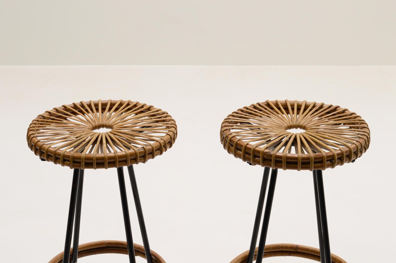 Dutch Set of 2 bar stools by Dirk van Sliedregt for Rohé Noordwolde, 1960s.