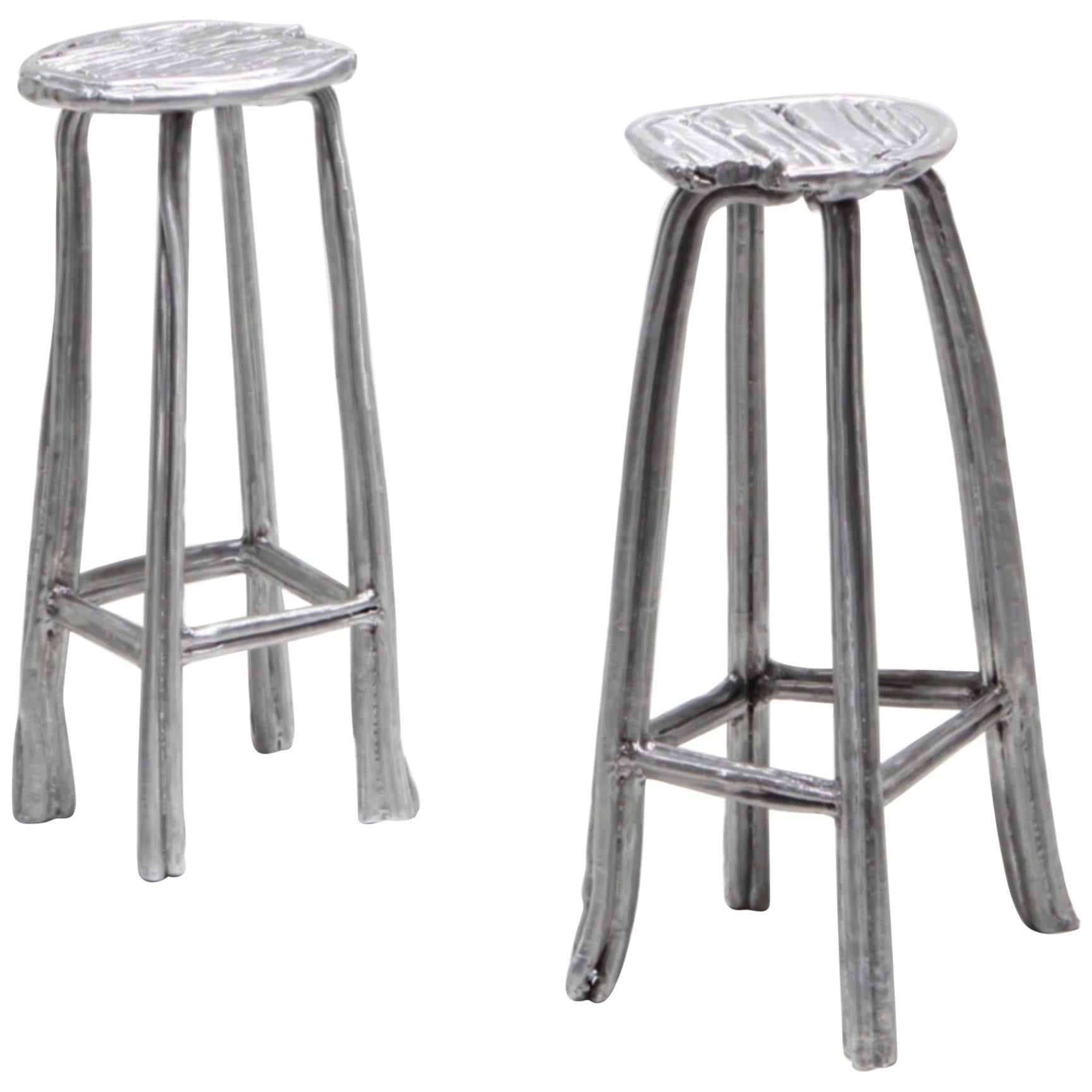 Set of 3 Art Deco Chrome Pipe Bar Stools at 1stDibs