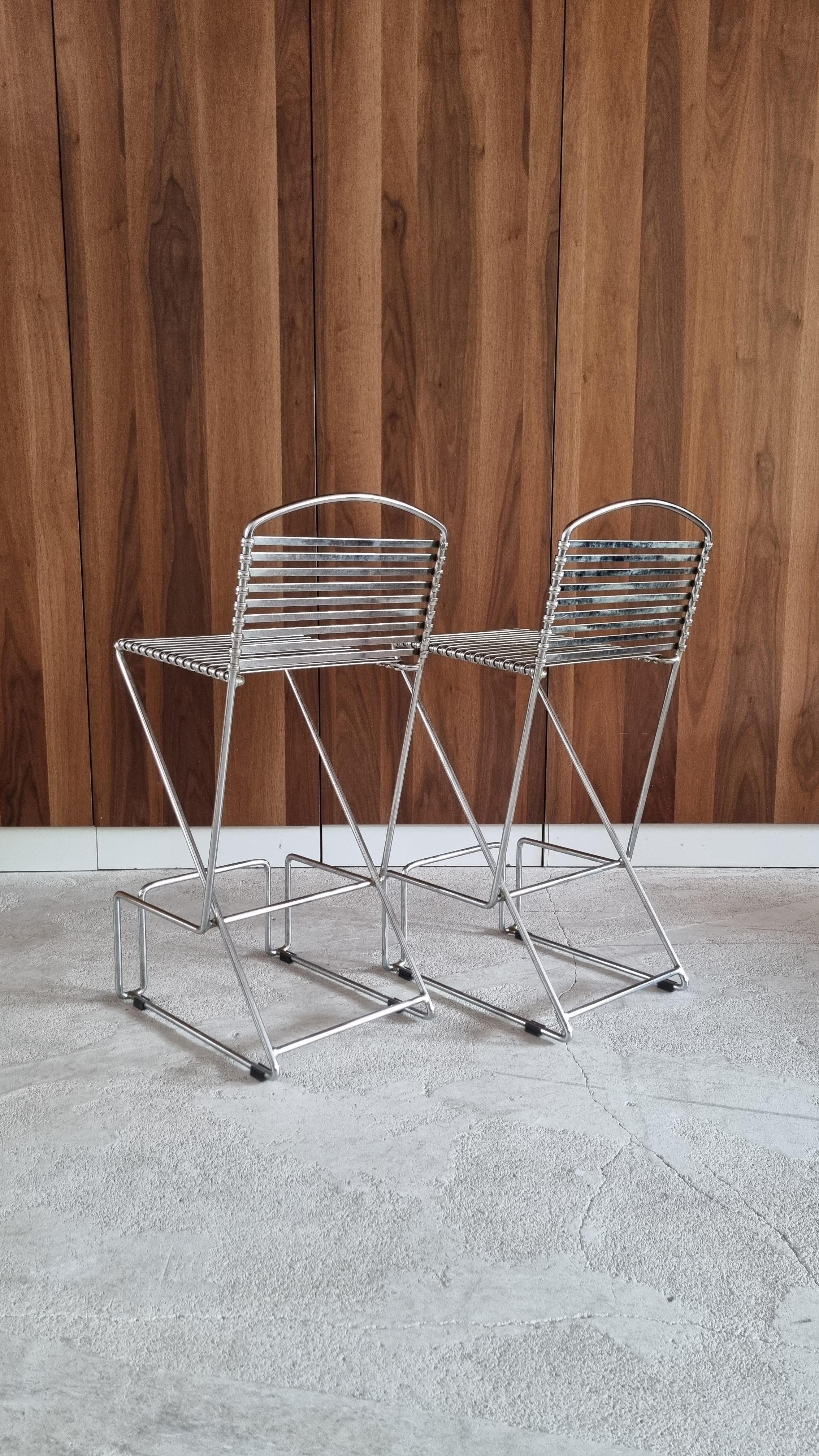 Mid-Century Modern Set of 2 Bar Stools By Till Behrens For Schlubach, 1980s For Sale