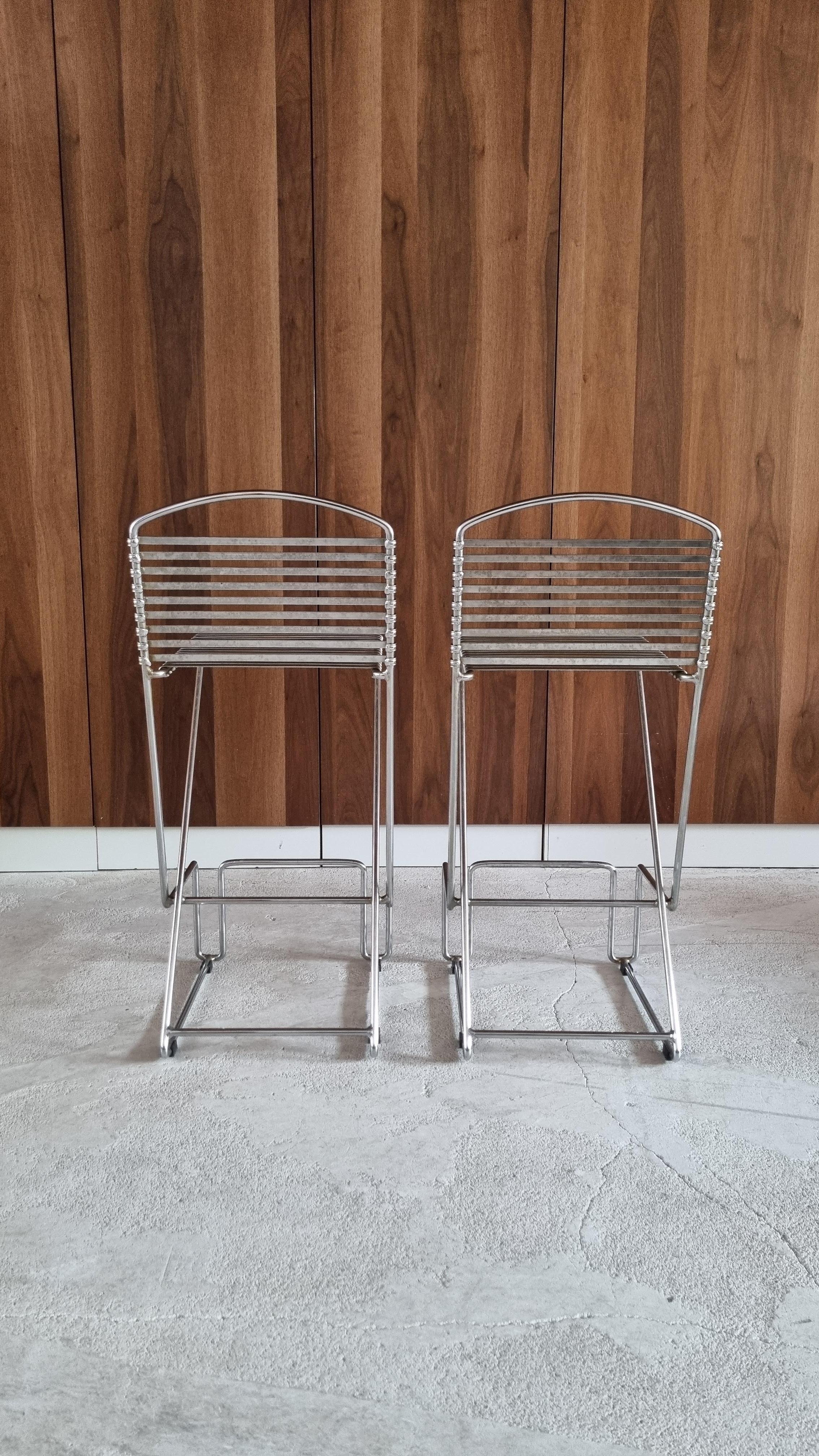 Set of 2 Bar Stools By Till Behrens For Schlubach, 1980s In Good Condition For Sale In Hilversum, NL