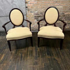 Set of 2 Barbara Barry for Baker Furniture X Back Dining Chairs with Arms