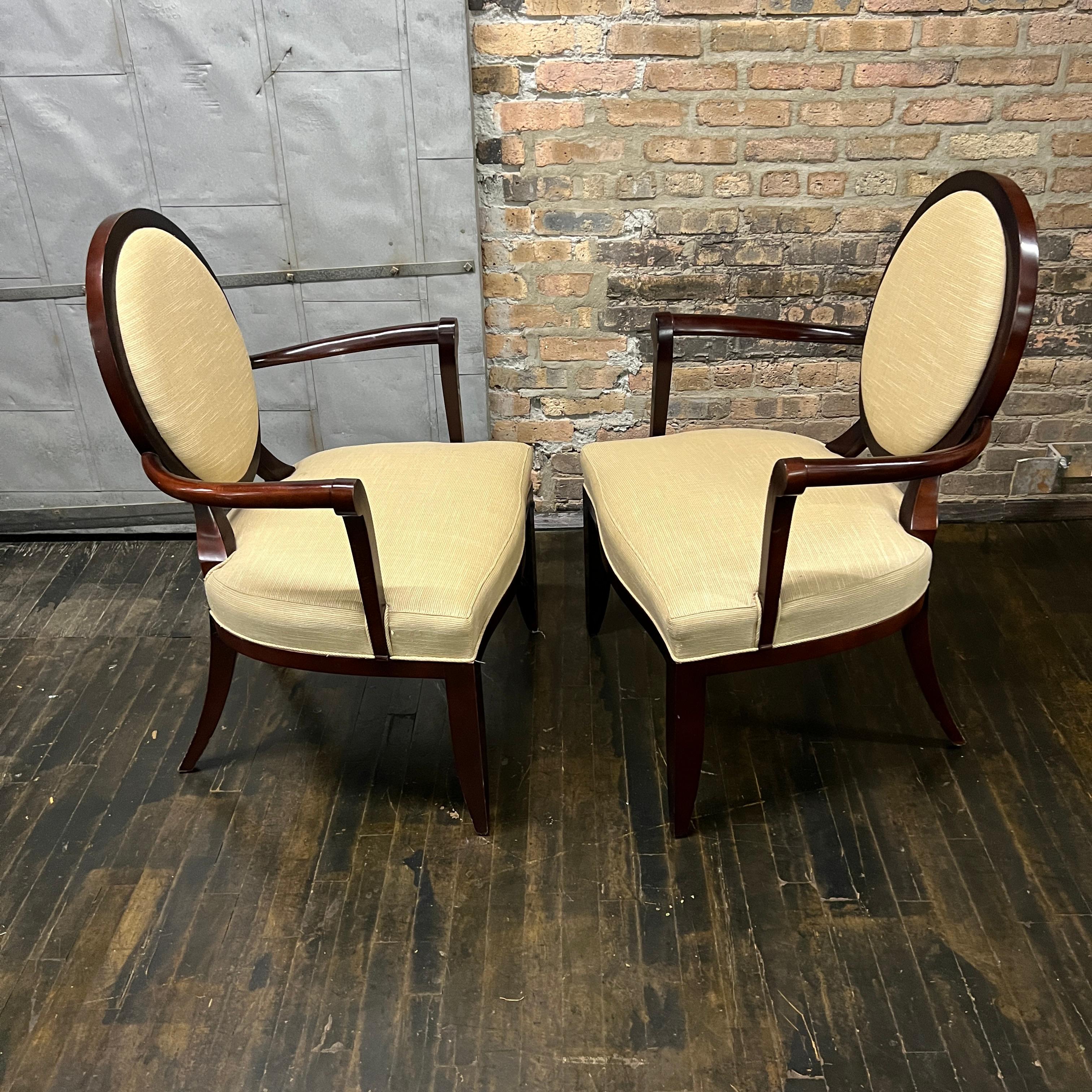 Modern Set of 2 Barbara Barry for Baker Furniture X Back Dining Chairs with Arms For Sale