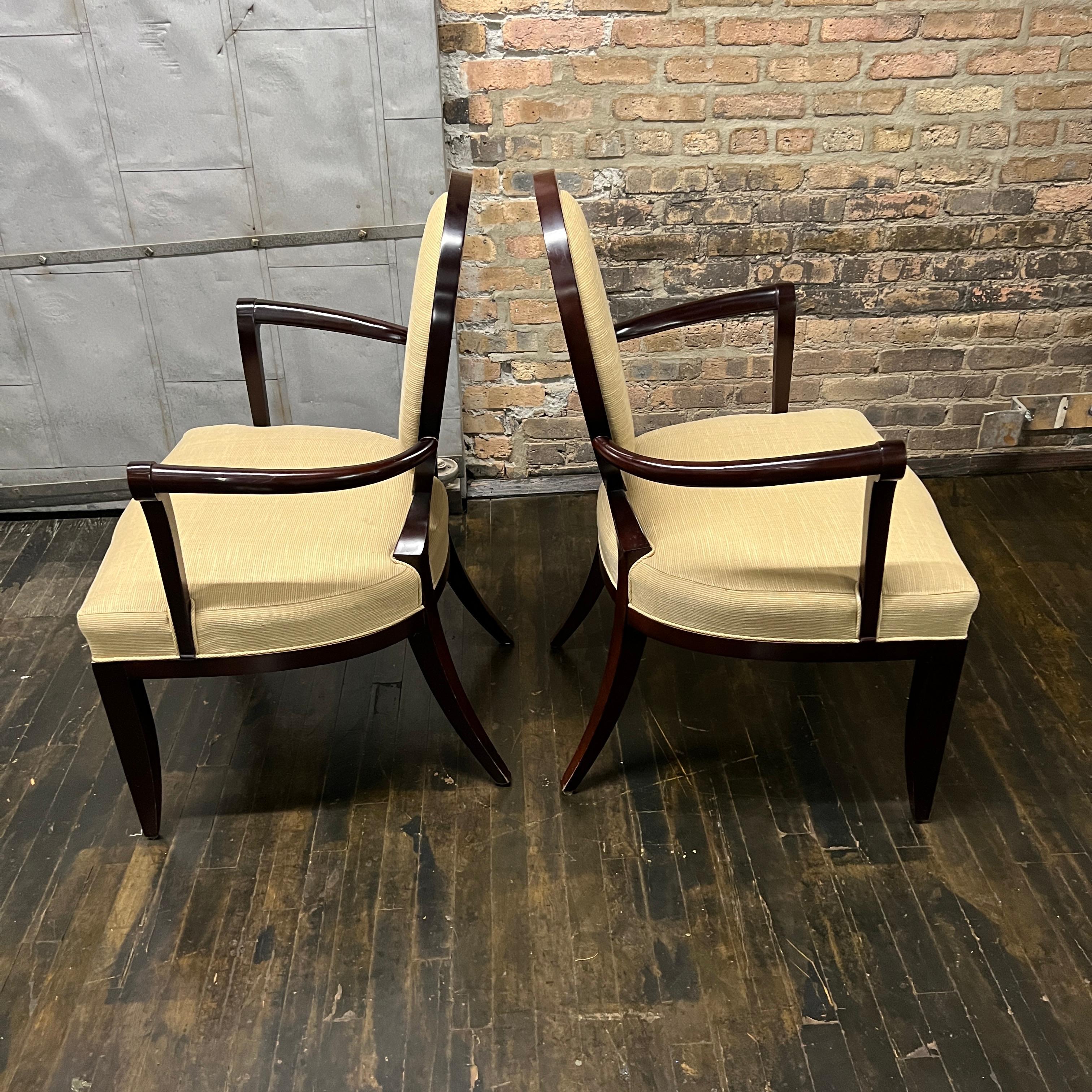 Set of 2 Barbara Barry for Baker Furniture X Back Dining Chairs with Arms In Good Condition For Sale In Chicago, IL