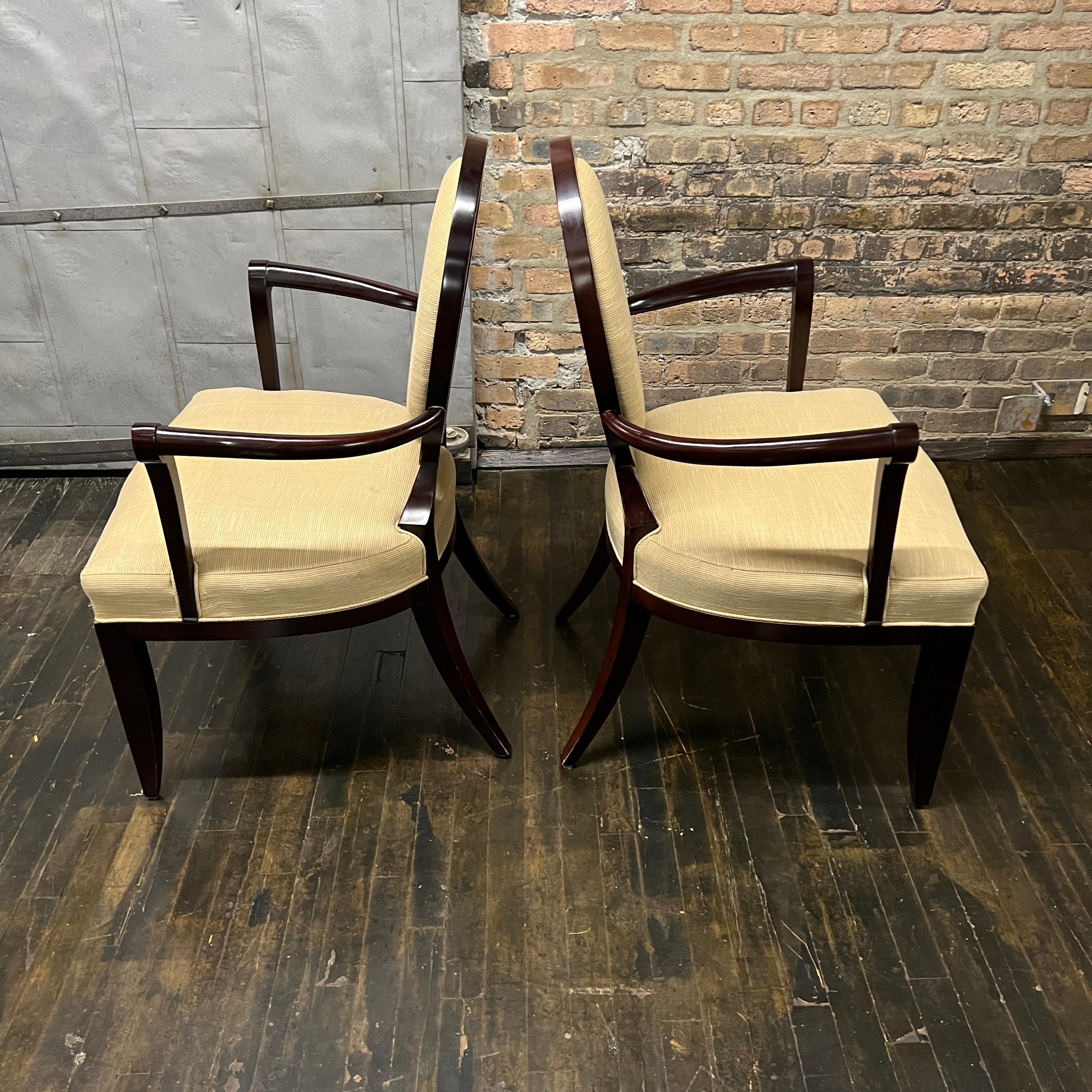 Contemporary Set of 2 Barbara Barry for Baker Furniture X Back Dining Chairs with Arms For Sale