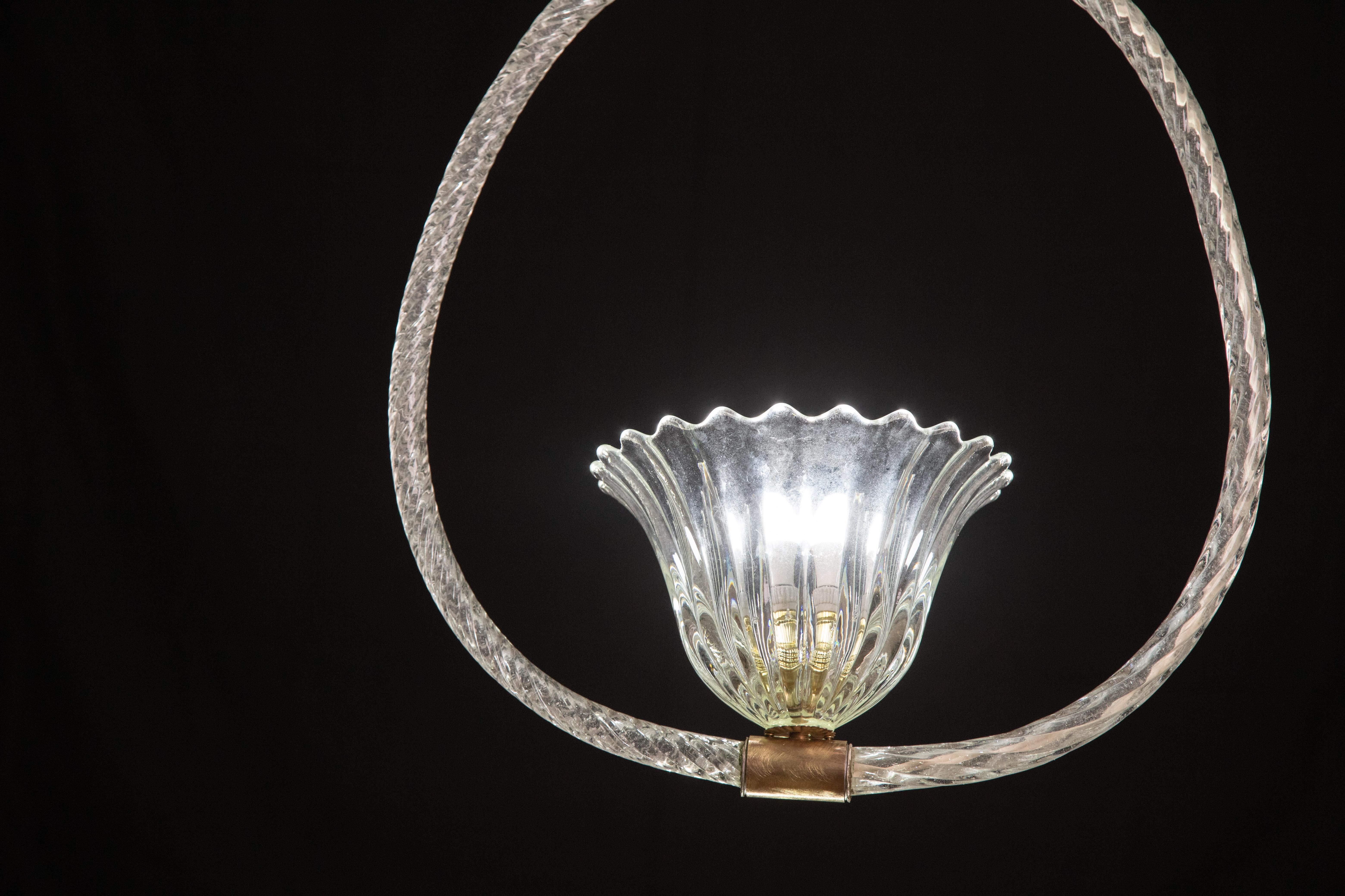 Mid-20th Century Set of 2 Barovier and Toso Light Pendant, Murano Glass, 1940s For Sale