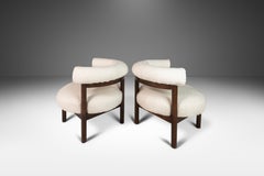 Set of 2 Barrel Back Lounge Chairs in Walnut & Bouclé After Nanna Ditzel, 1968