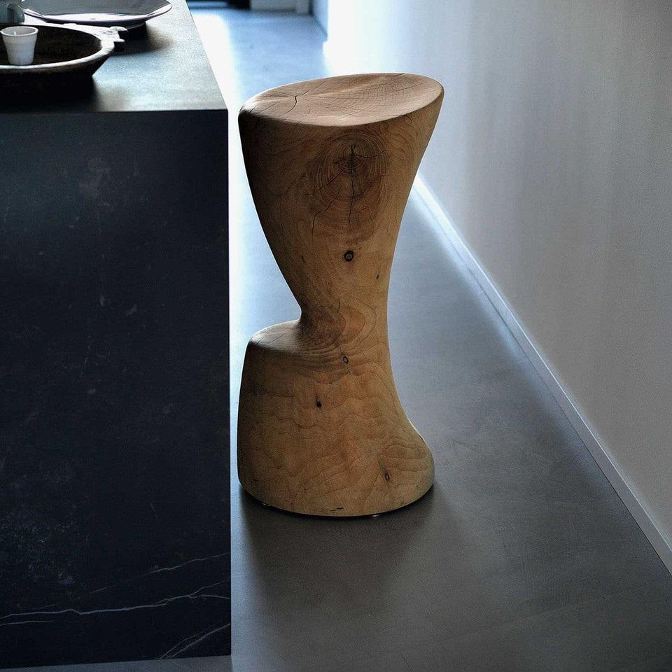 Italian Set Of 2 Barstools Carved From a Single Block Of Scented Cedar Wood For Sale