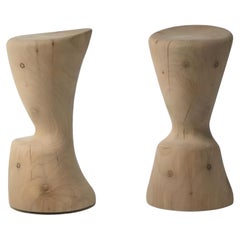 Set Of 2 Outdoor Barstools Carved From a Single Block Of Scented Cedar Wood
