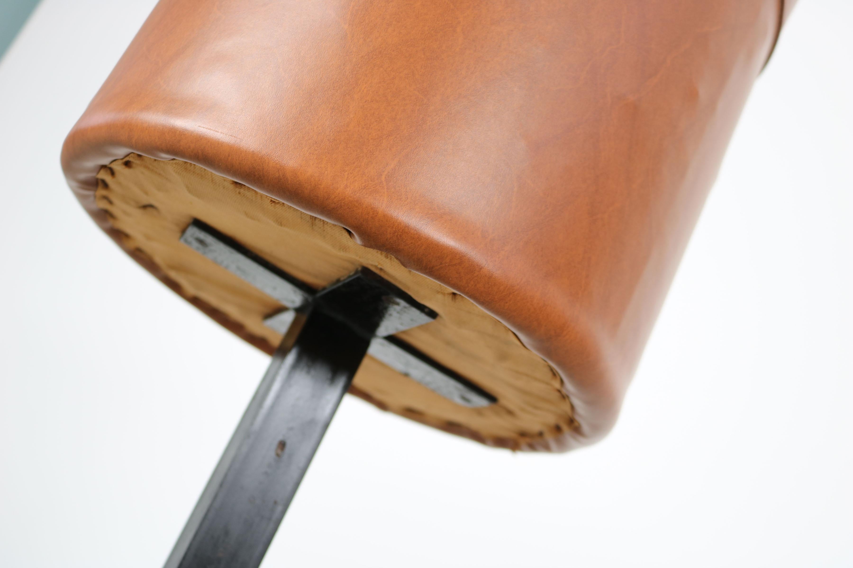 Set of 2 Barstools with Brown Leatherette Cover, Italy, 1960s 6
