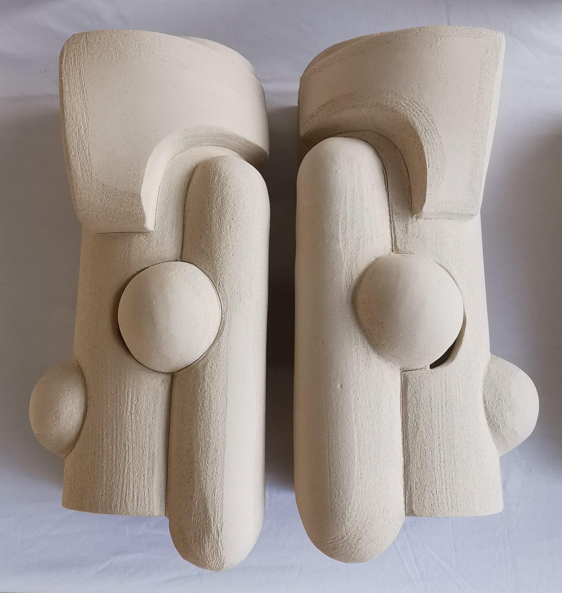 Post-Modern Set of 2 Bas Relief Sconces by Olivia Cognet For Sale