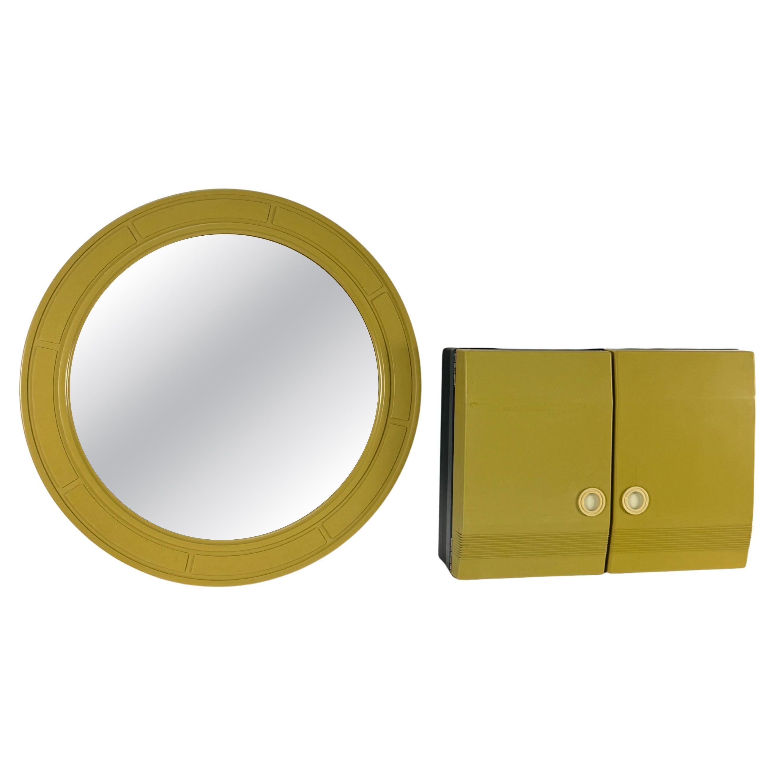 Set of 2 Bathroom Mirrors and Cabinets, 1970s For Sale
