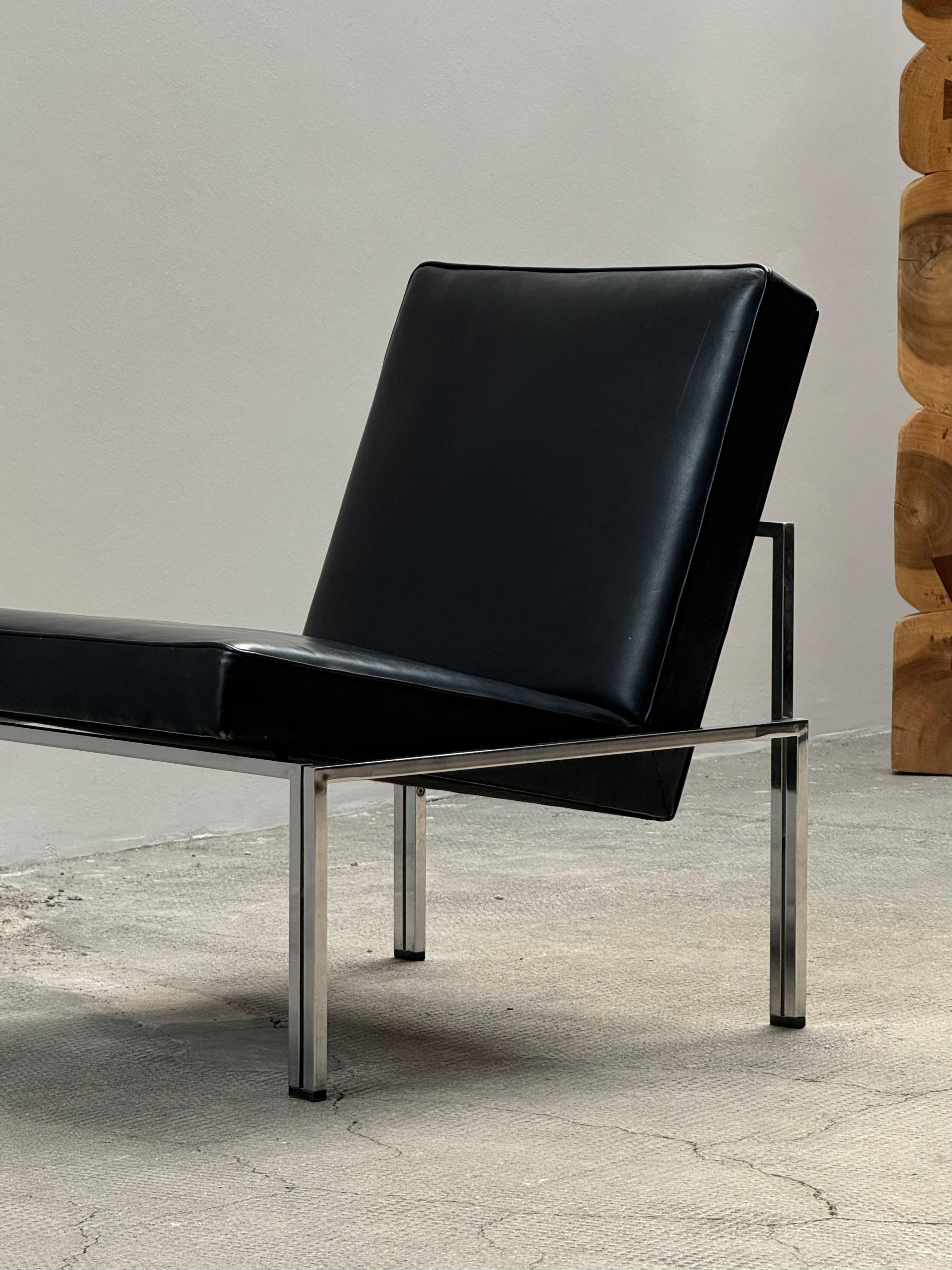 2er Set Bauhaus Sessel Leder schwarz Stahlrohr Chrom, Deutschland Años 60 en venta 3