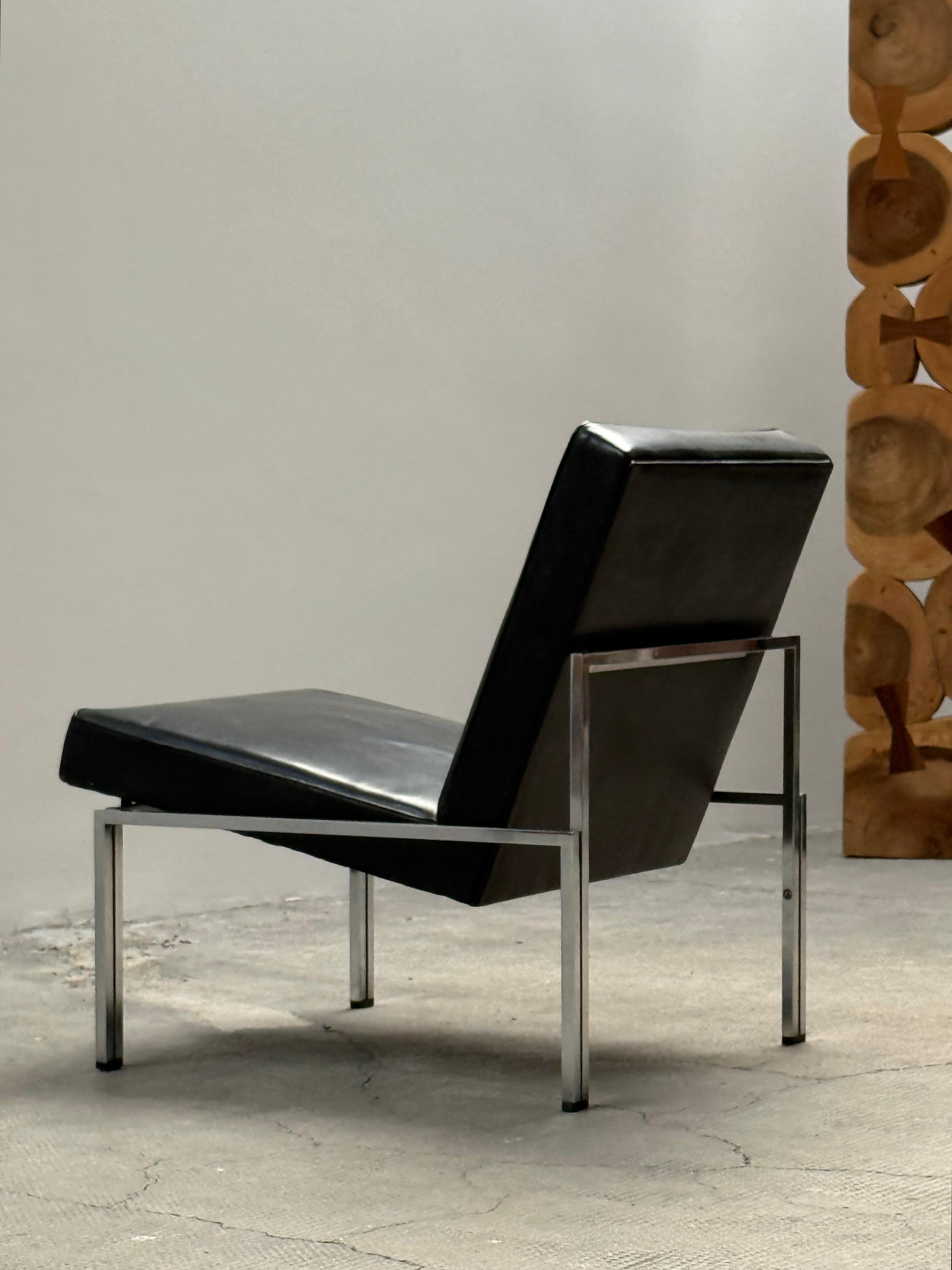 2er Set Bauhaus Sessel Leder schwarz Stahlrohr Chrom, Deutschland Años 60 en venta 5