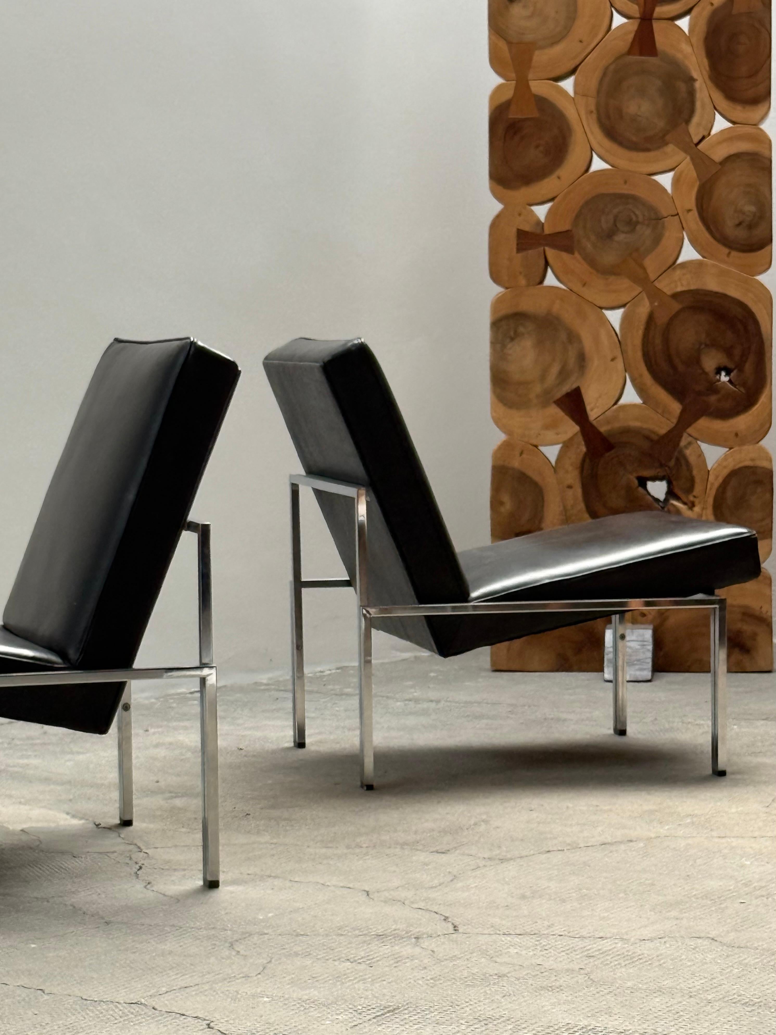 2er Set Bauhaus Sessel Leder schwarz Stahlrohr Chrom, Deutschland Años 60 en Bueno estado para la venta en Reutlingen, DE