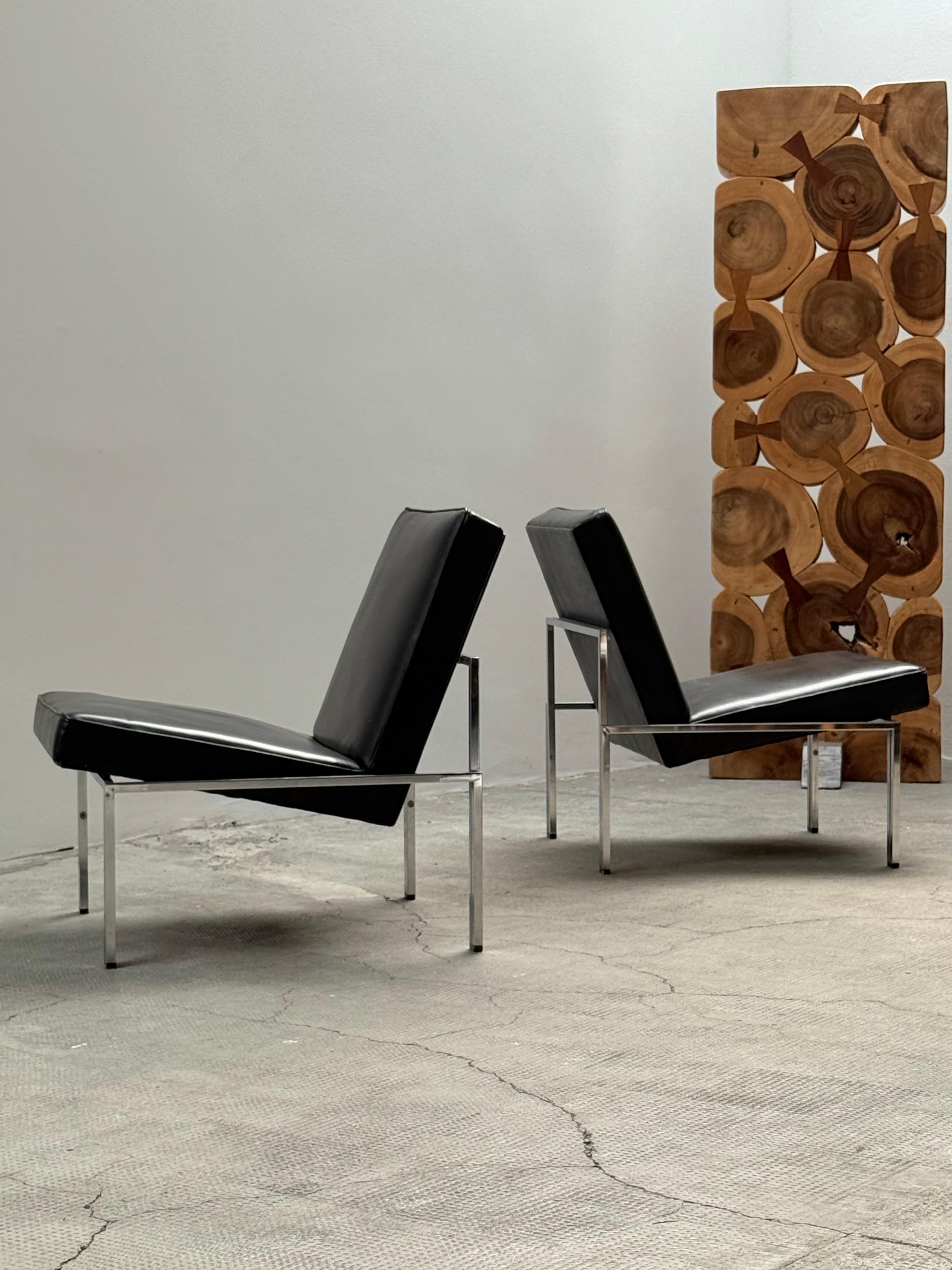 2er Set Bauhaus Sessel Leder schwarz Stahlrohr Chrom, Deutschland Años 60 mediados del siglo XX en venta