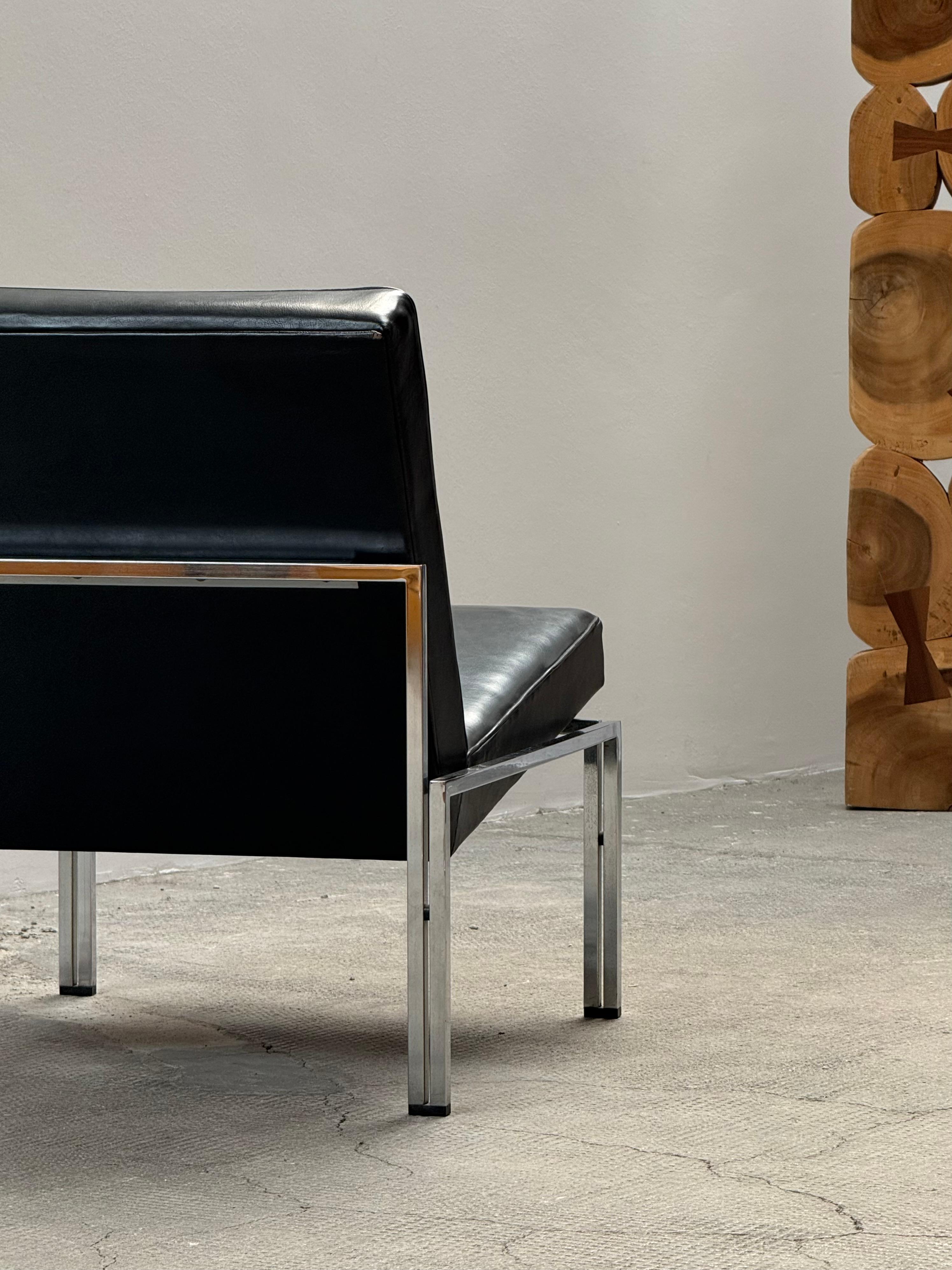 2er Set Bauhaus Sessel Leder schwarz Stahlrohr Chrom, Deutschland Años 60 en venta 1