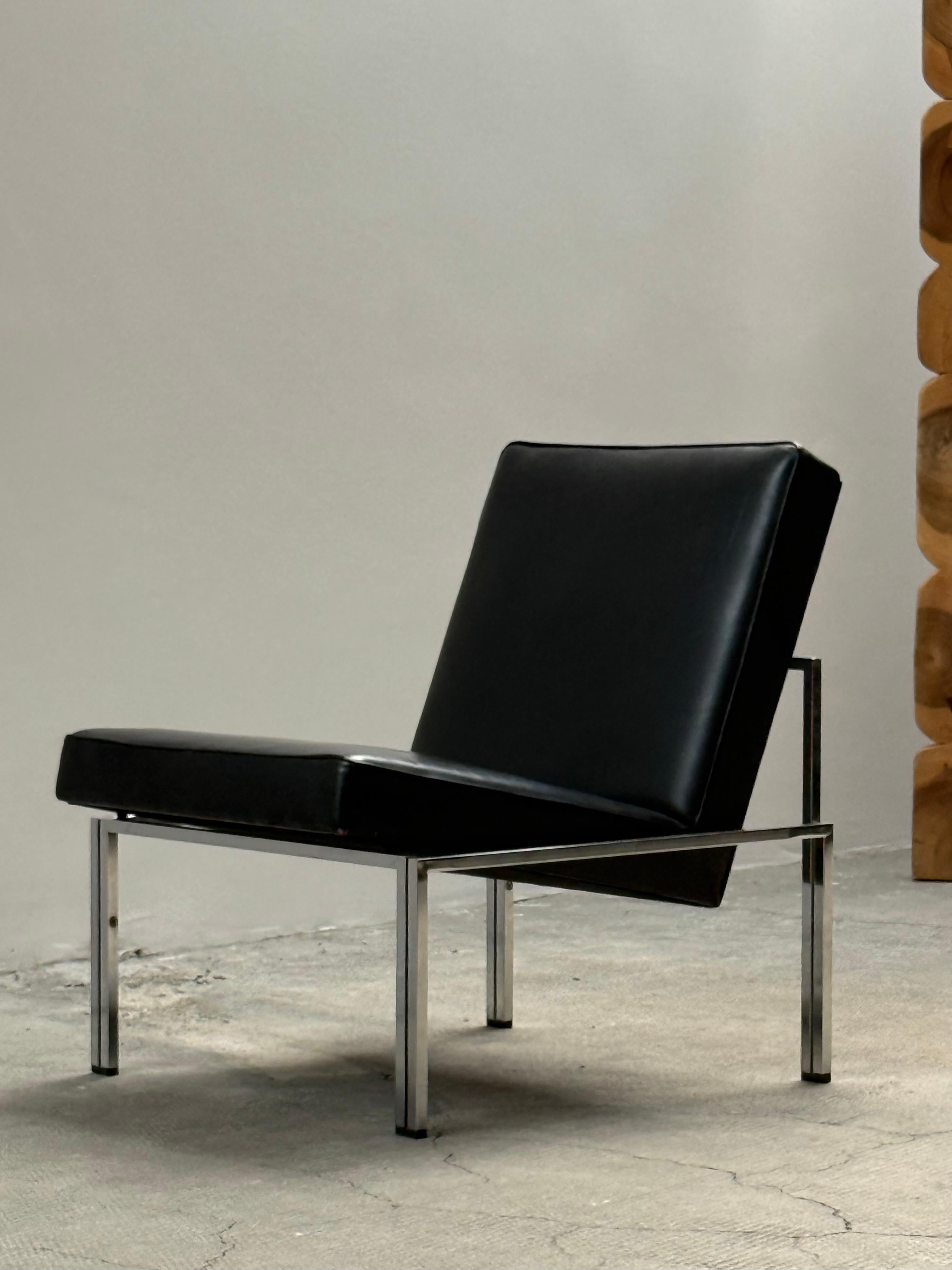 2er Set Bauhaus Sessel Leder schwarz Stahlrohr Chrom, Deutschland Años 60 en venta 2