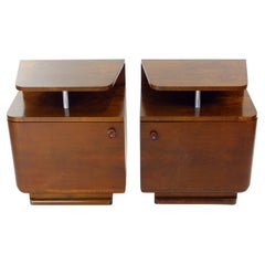 Set Of 2 Bauhaus Bedside Tables, Czechoslovakia 1950s