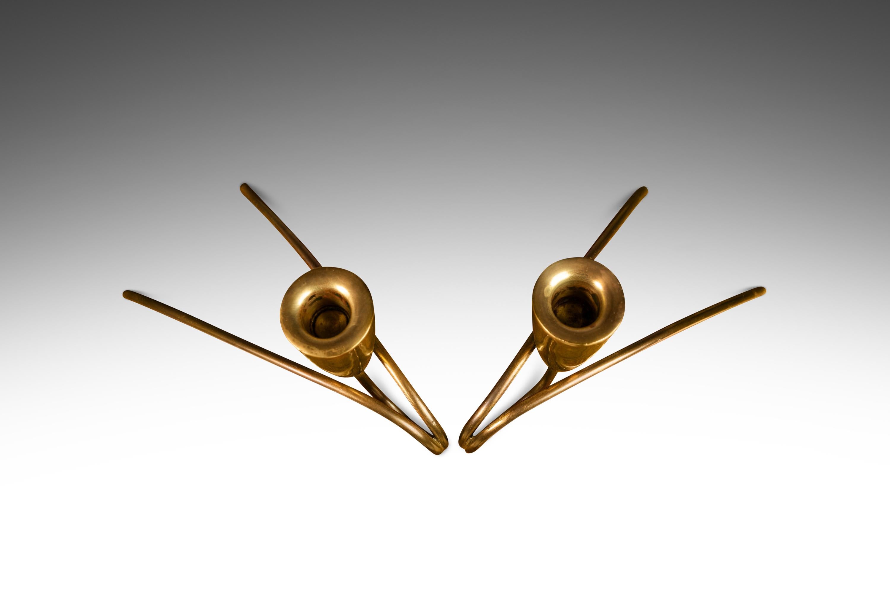 American Set of 2 Bauhaus Candlestick Holders Attributed to Günter Kupetz, Germany, 1950s For Sale