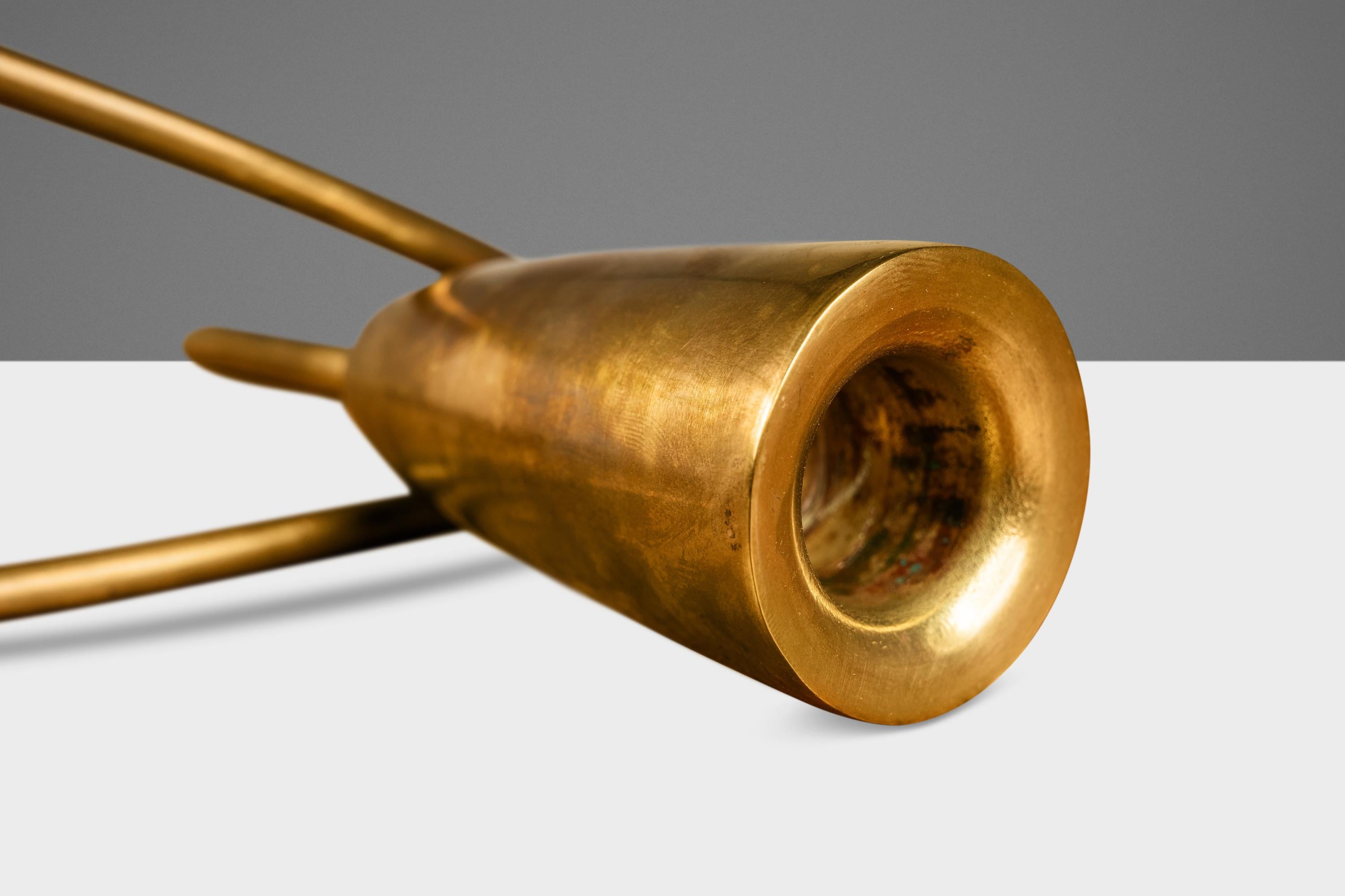 Brass Set of 2 Bauhaus Candlestick Holders Attributed to Günter Kupetz, Germany, 1950s For Sale