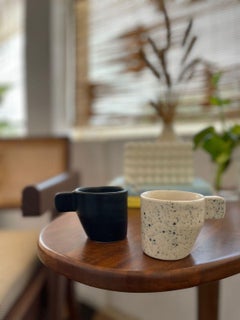Set Of 2 Bauhaus Mini Espresso Cups in Glazed Stoneware by Muscellaneous