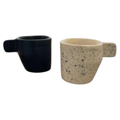 Set Of 2 Bauhaus Mini Espresso Cups in Glazed Stoneware by Muscellaneous