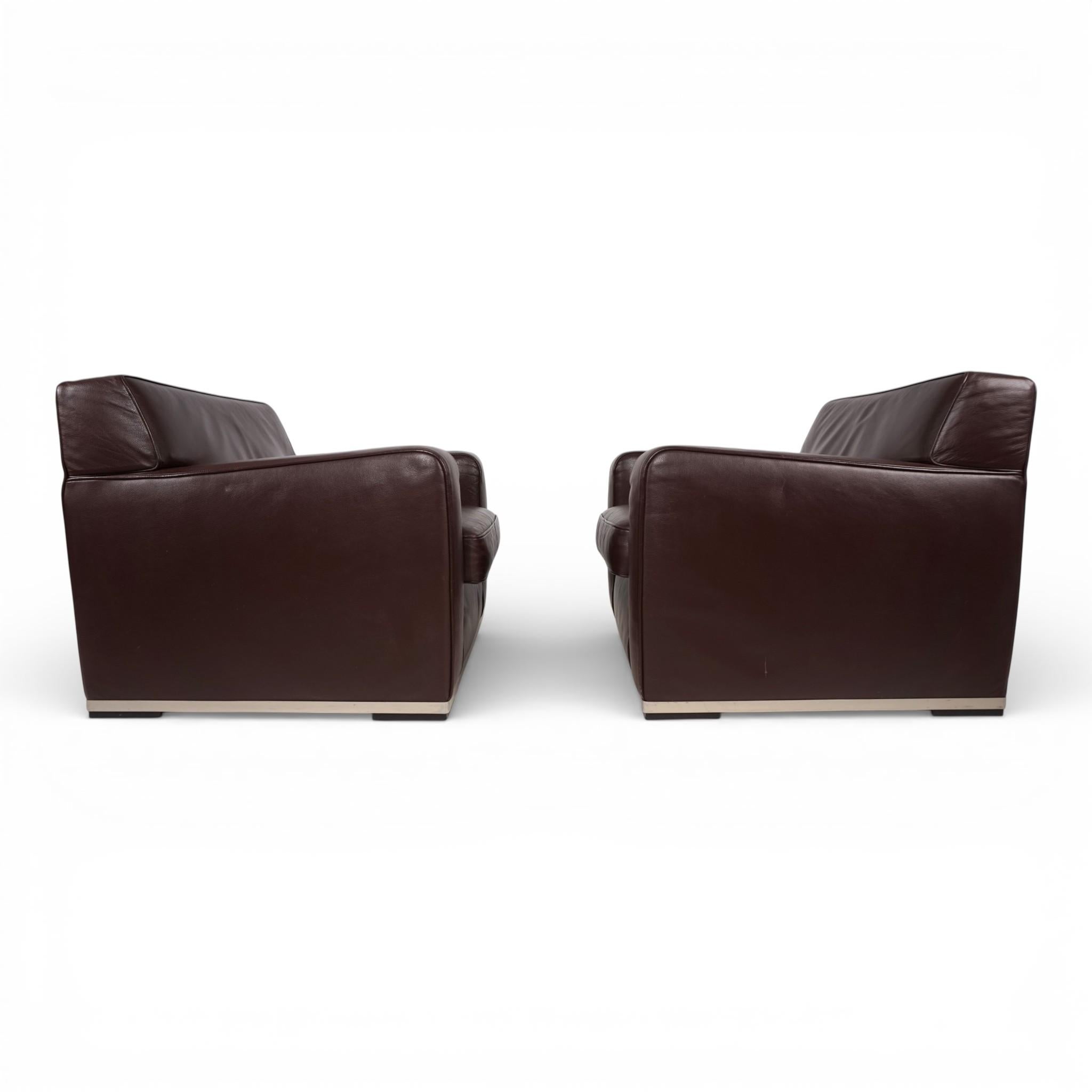 Set of 2 B&B Italia Maxalto Apta Imprimatur leather armchairs by