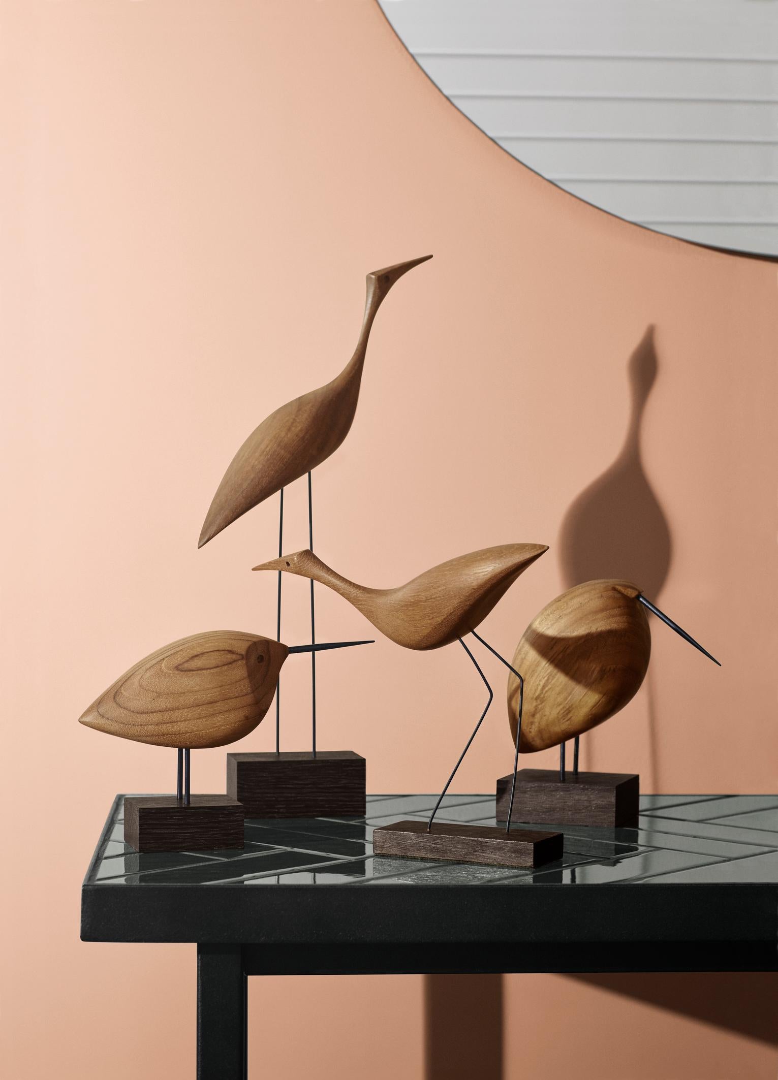 Teak Set of 2 Beak Birds Sculptures by Warm Nordic