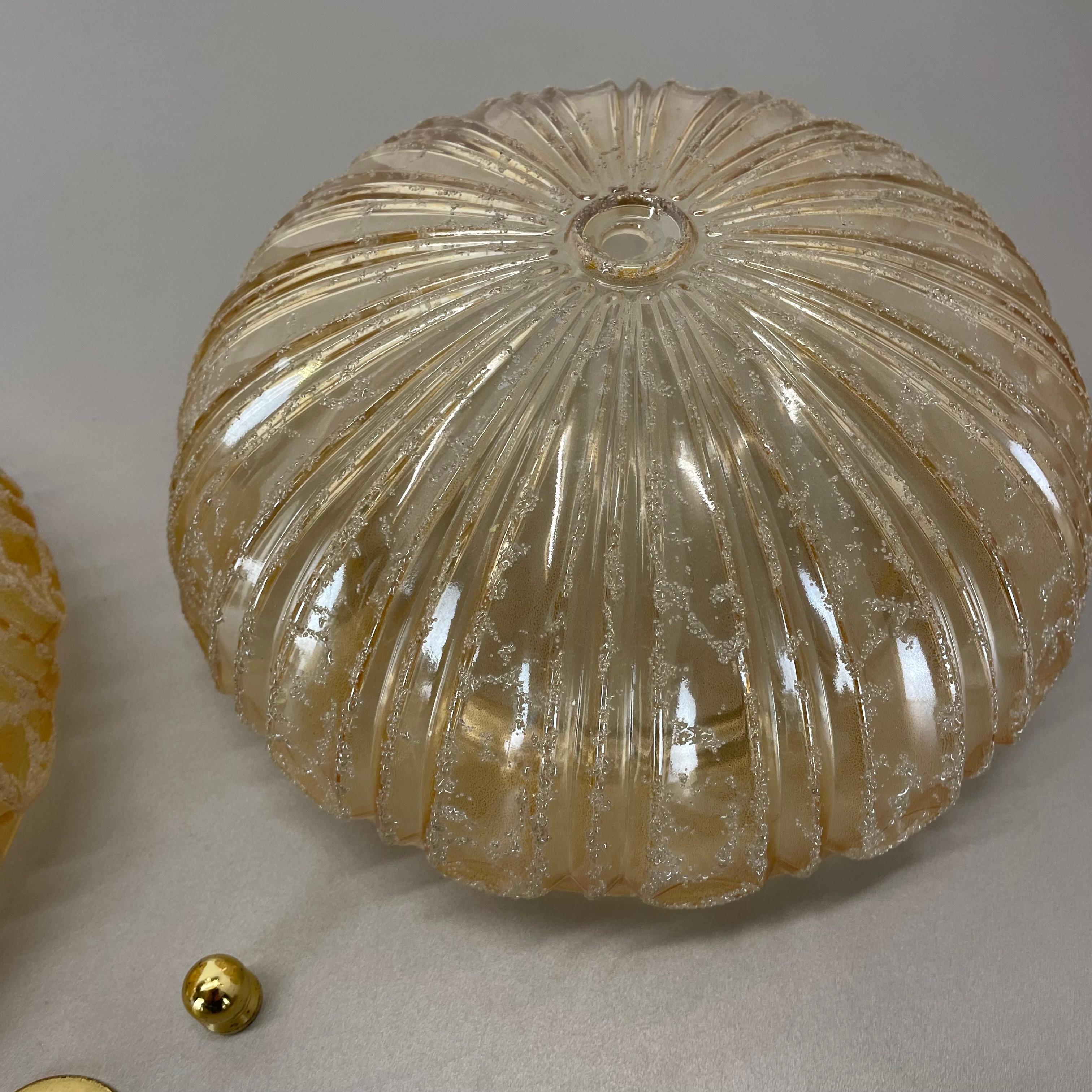 set of 2 beautiful 27cm textured amber glass Wall ceiling Lights, Germany, 1970s For Sale 10