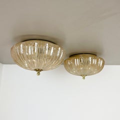 set of 2 beautiful 27cm textured amber glass Wall ceiling Lights, Germany, 1970s