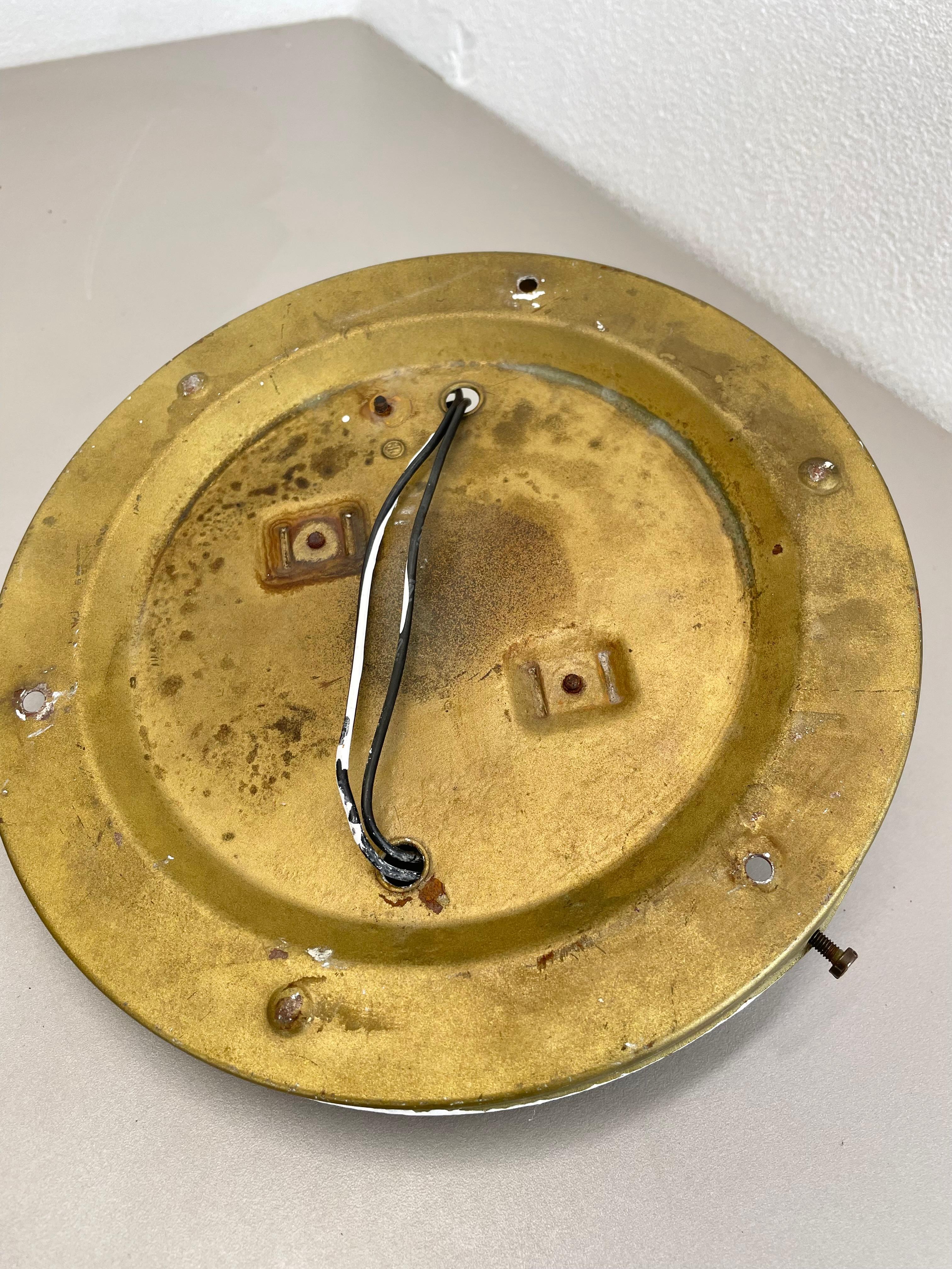 lote de 2 preciosos Plafones de Pared de cristal ámbar texturizado de 31 cm, Alemania, años 70 en venta 10