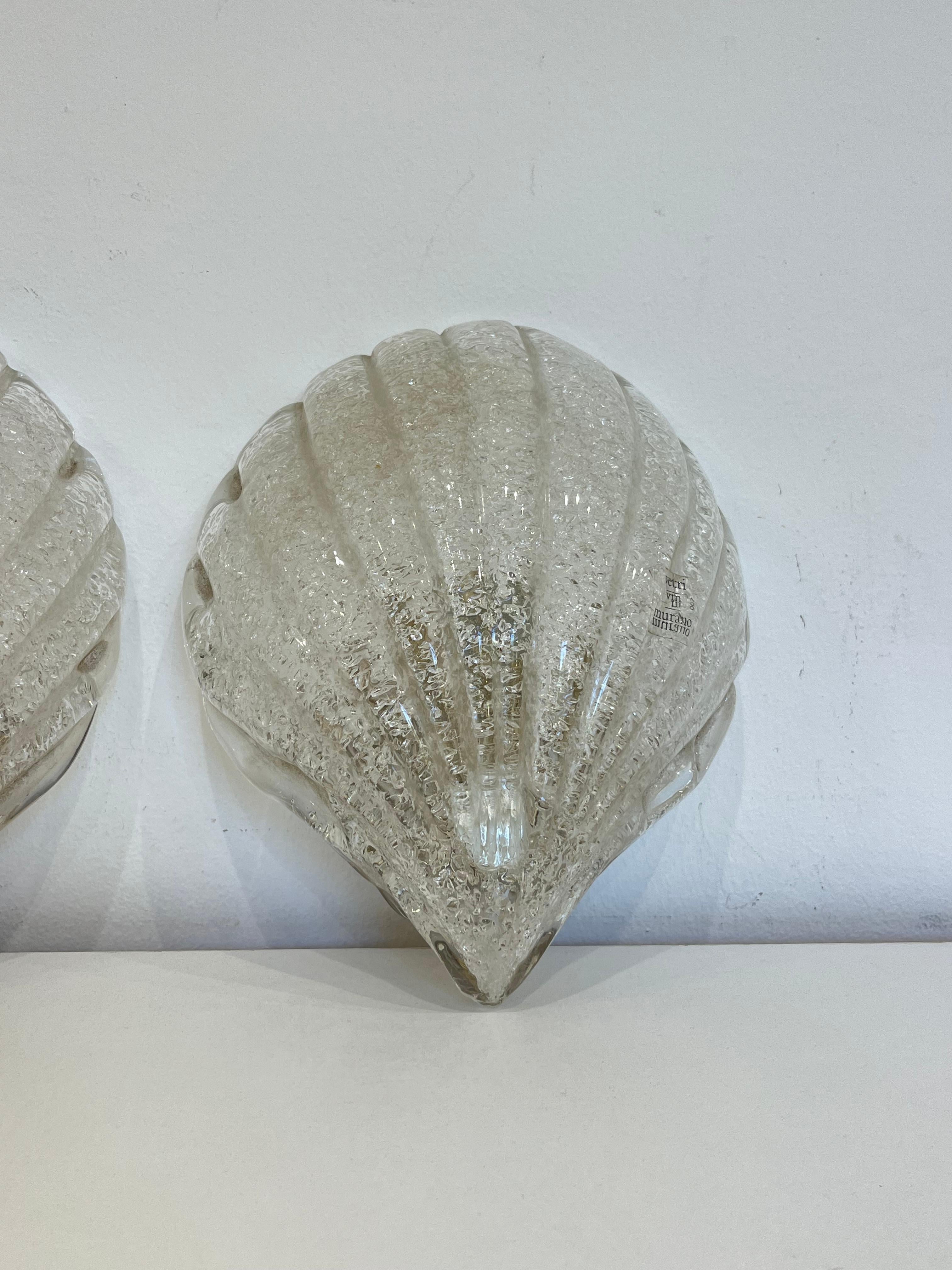 italien Lot de 2 magnifiques appliques en verre Murano de Barovier&Toso, fabriquées en Italie dans les années 1980 en vente