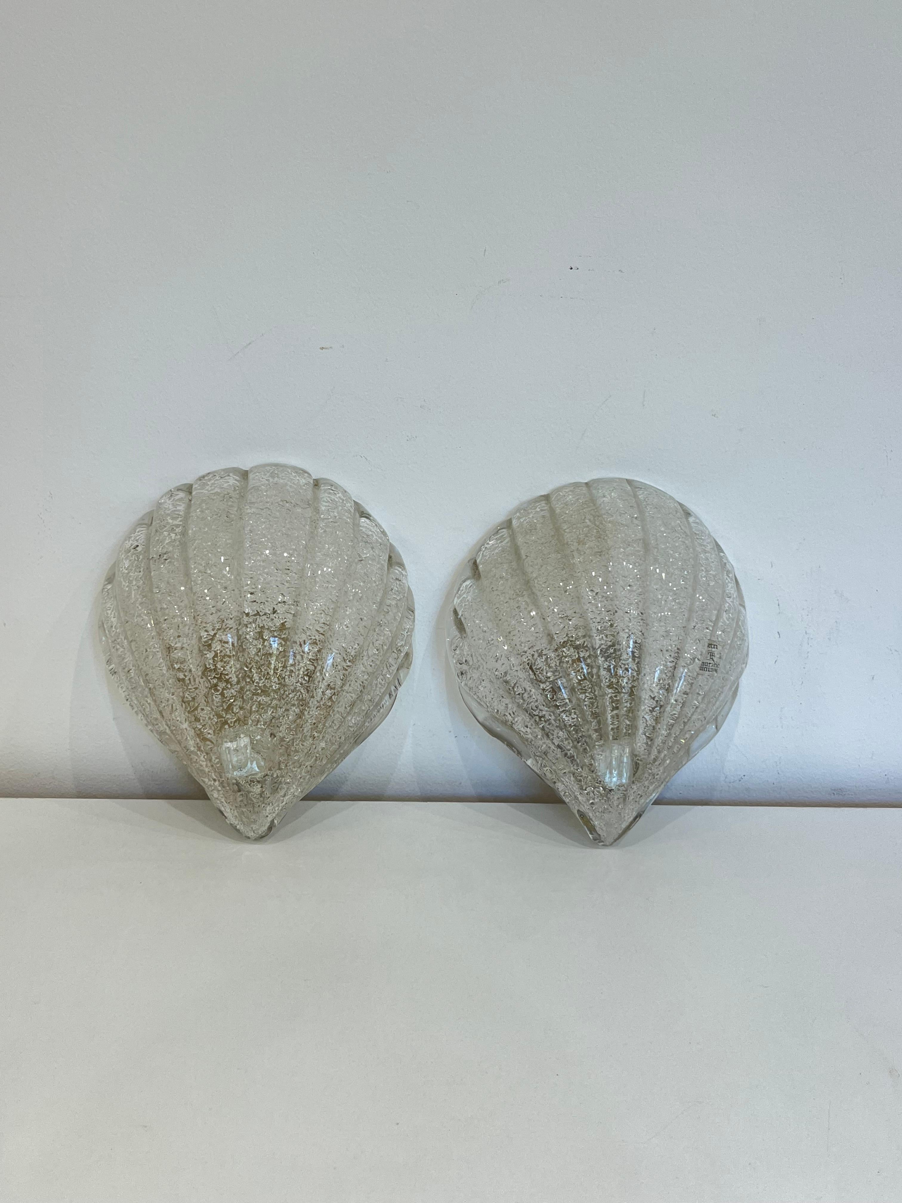 Verre de Murano Lot de 2 magnifiques appliques en verre Murano de Barovier&Toso, fabriquées en Italie dans les années 1980 en vente