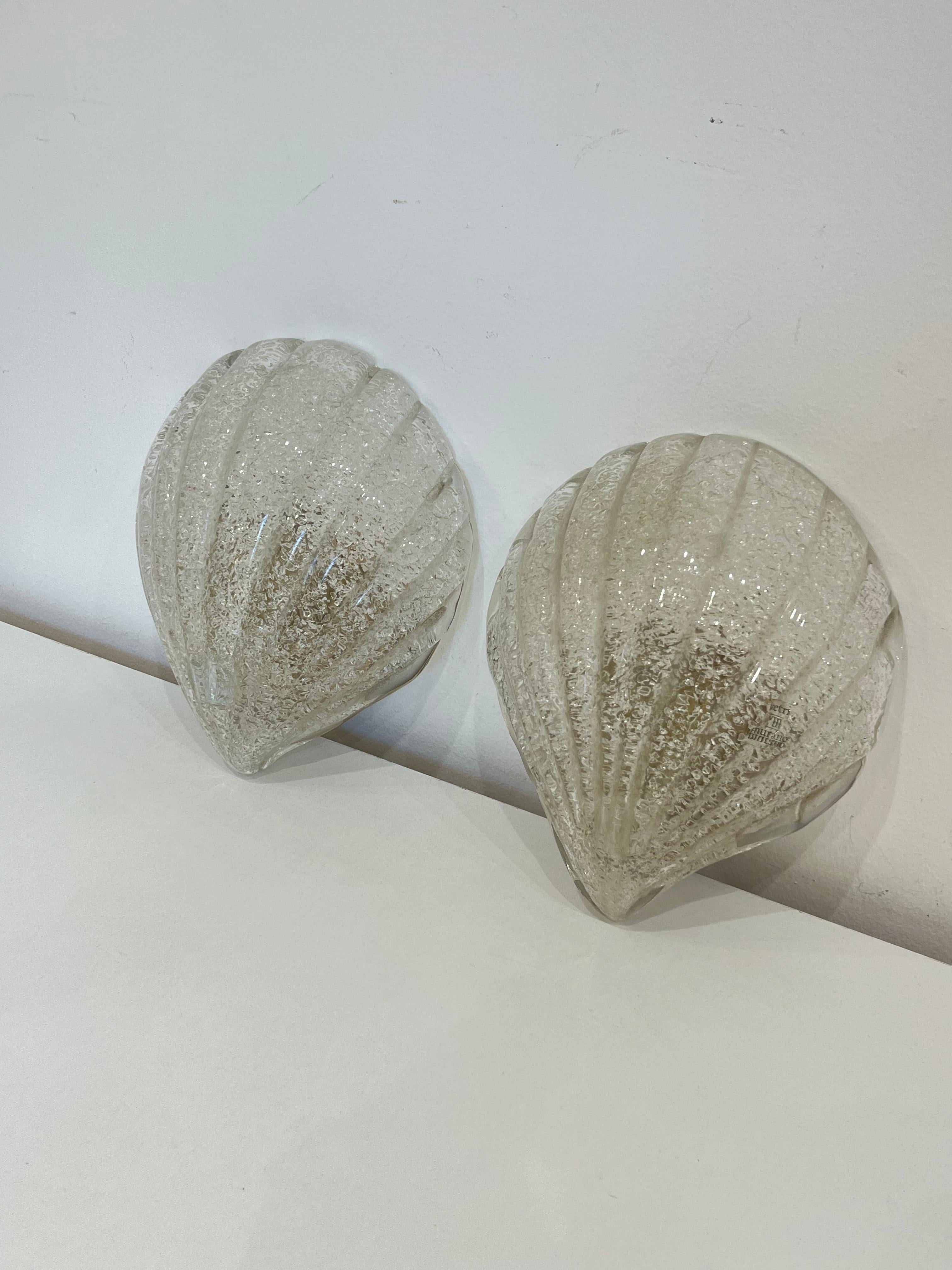 Lot de 2 magnifiques appliques en verre Murano de Barovier&Toso, fabriquées en Italie dans les années 1980 en vente 1