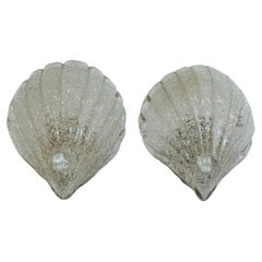 Set of 2 Beautiful Barovier & Toso Murano Glass Wall Lamps, Made in Italy 1980s