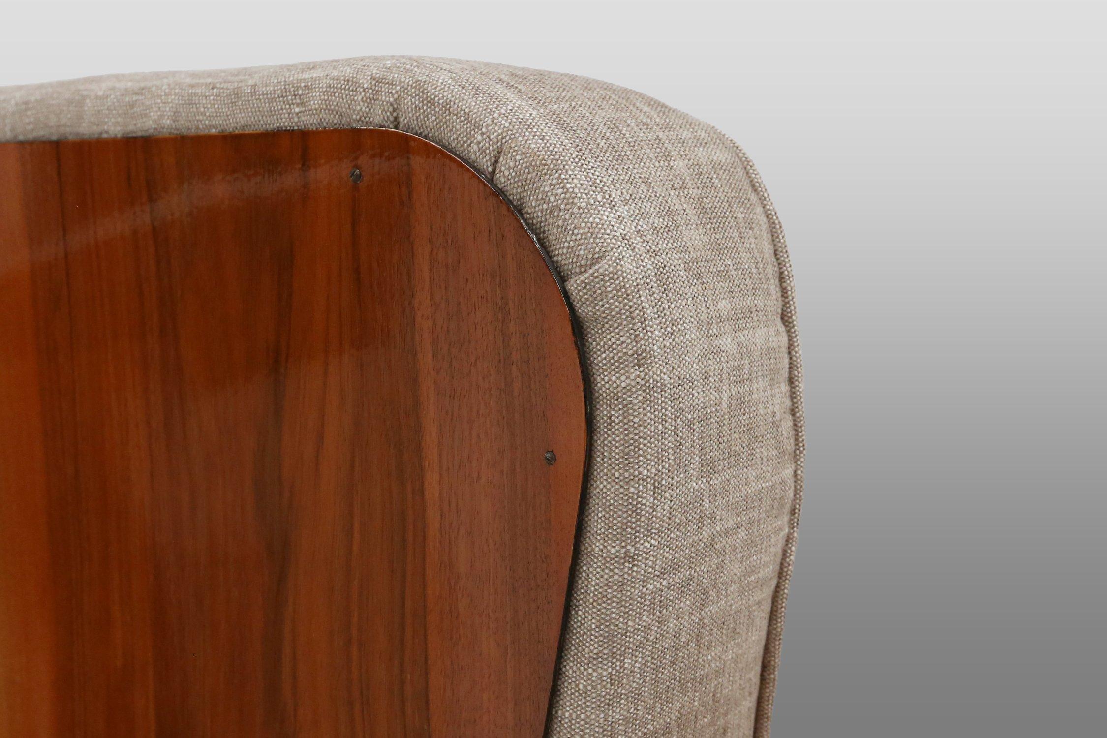 Conjunto de 2 sillones Art Decó de bella factura chapados en nogal, Francia, 1930 en venta 2