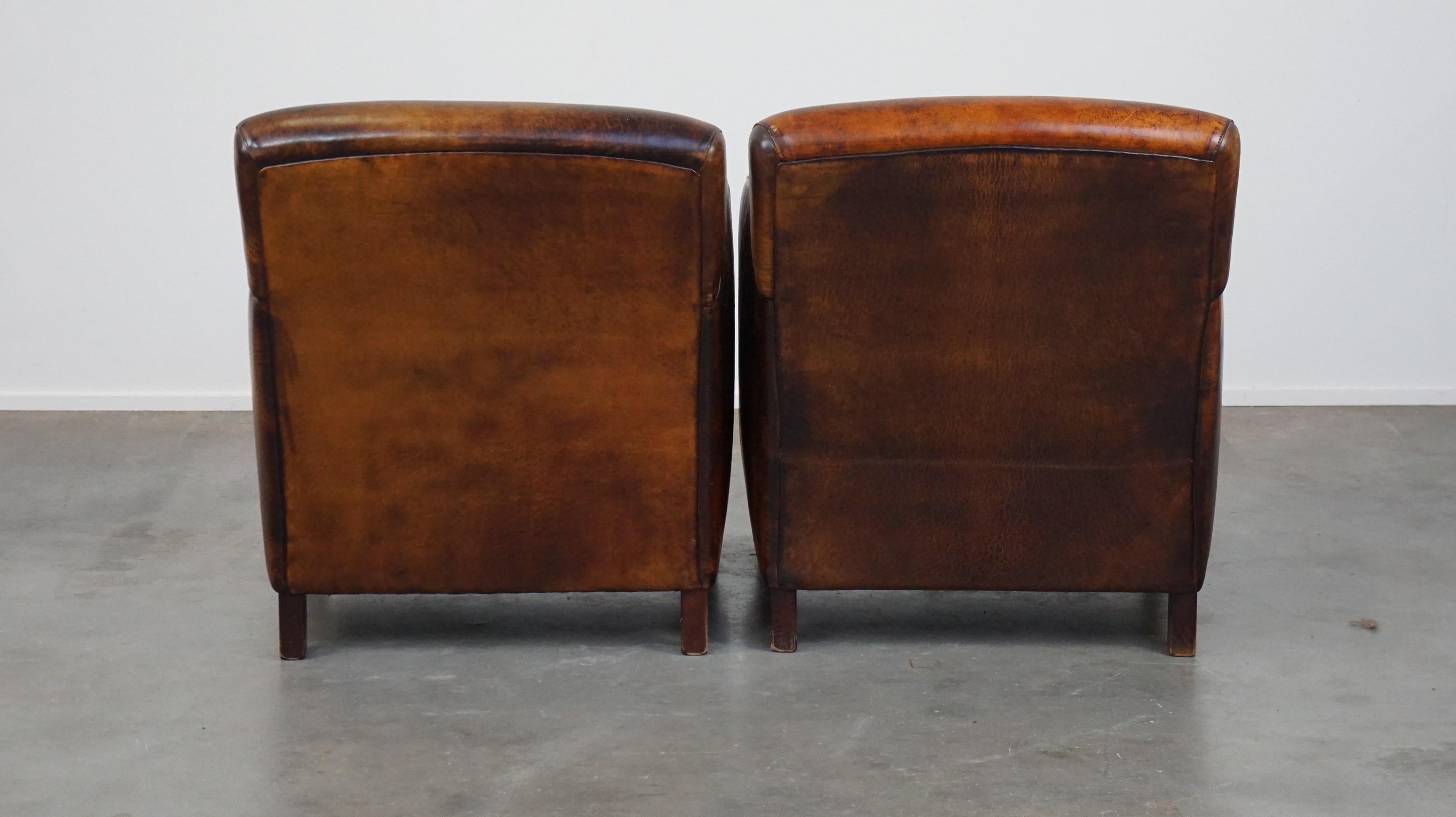 Dutch Set of 2 Beautiful Sheepskin Armchairs with the Most Beautiful Colors