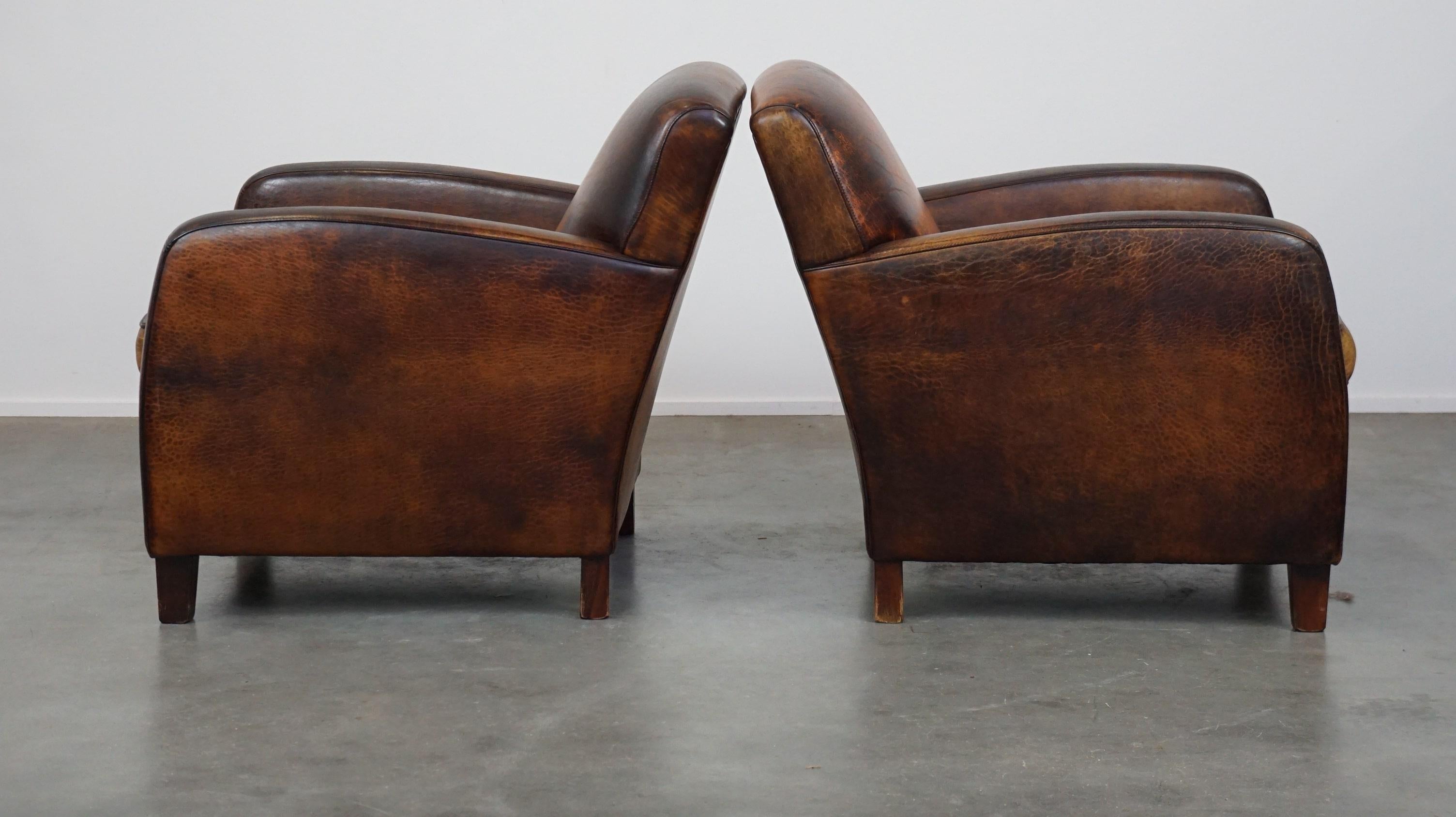 Hand-Crafted Set of 2 Beautiful Sheepskin Armchairs with the Most Beautiful Colors