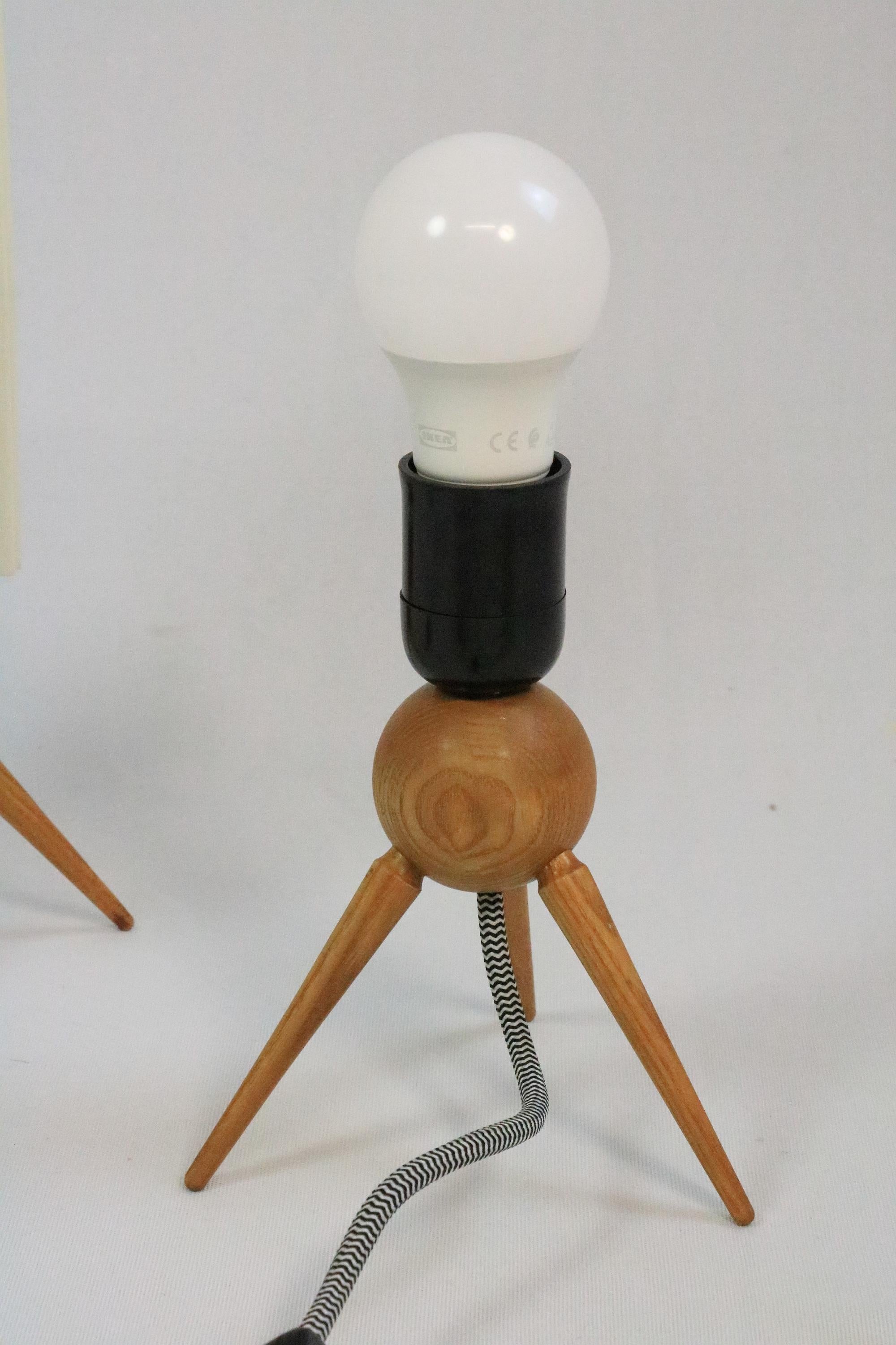 Set of 2 Beautiful Small Table Lamps, Germany, Tripod, 1950s For Sale 2