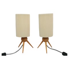 Vintage Set of 2 Beautiful Small Table Lamps, Germany, Tripod, 1950s