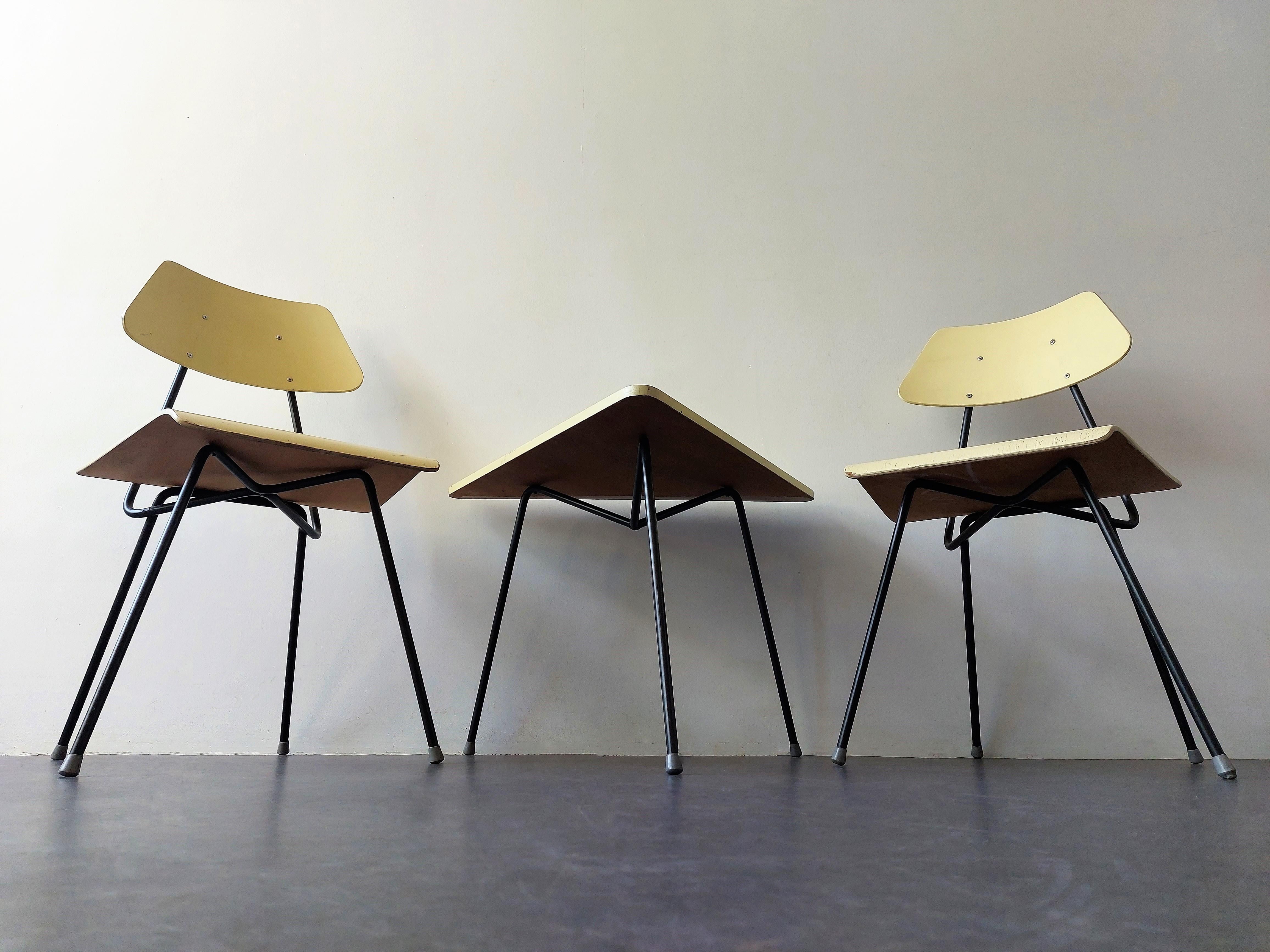 Dutch Set of 2 Bedroom Chairs and Sidetabe by Rob Parry for Dico, the Netherlands For Sale