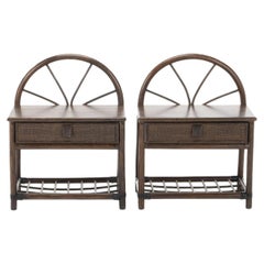 Set of 2 Bedside Tables in Bamboo and Rattan, 1970s