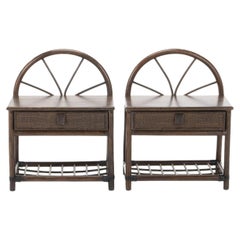 Vintage Set of 2 Bedside Tables in Bamboo and Rattan, 1970s