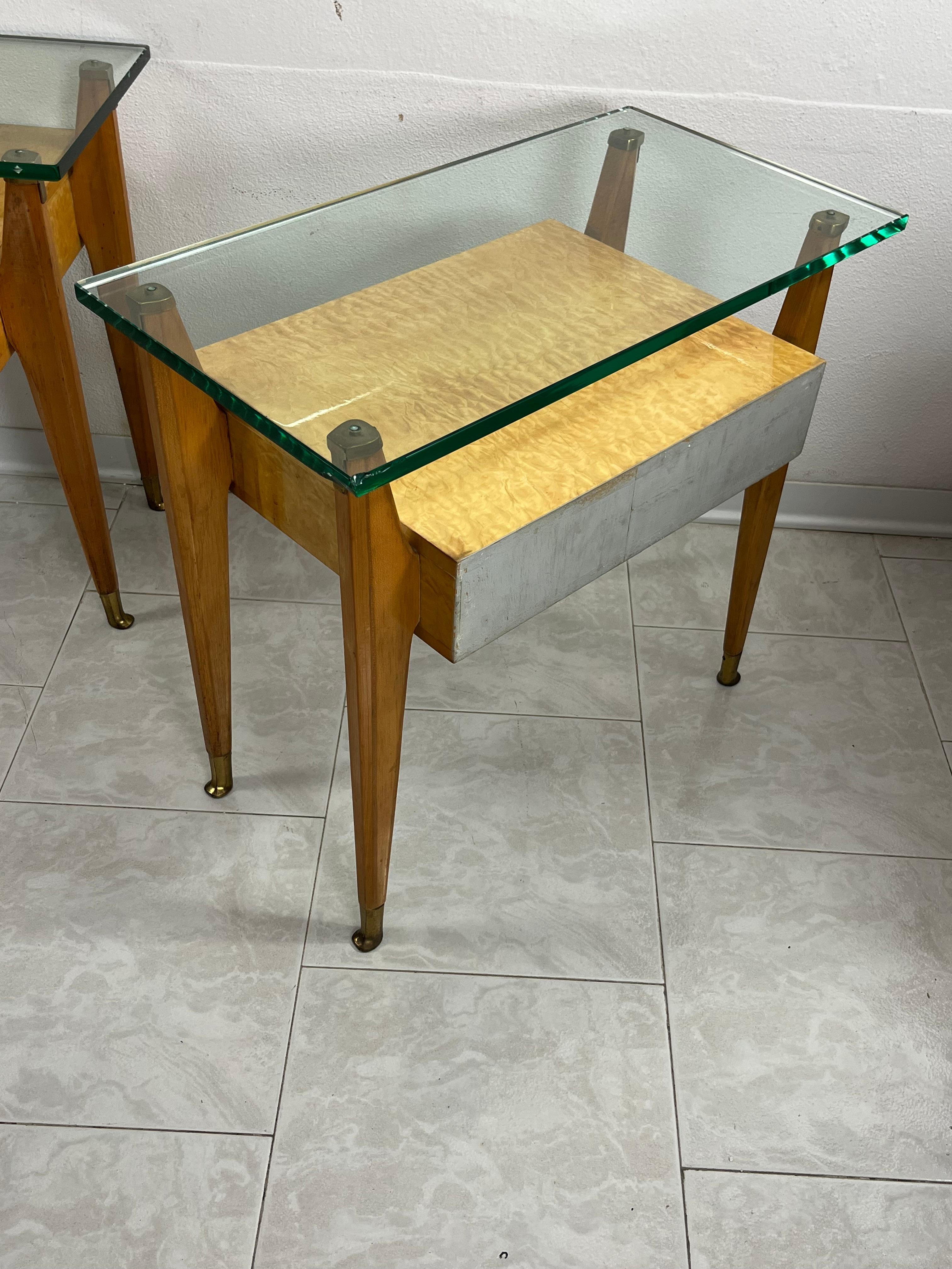 Laiton Ensemble de 2 tables de chevet G. Cecchini/C. Lissone attribuée à Vittorio Dassi 1950 en vente