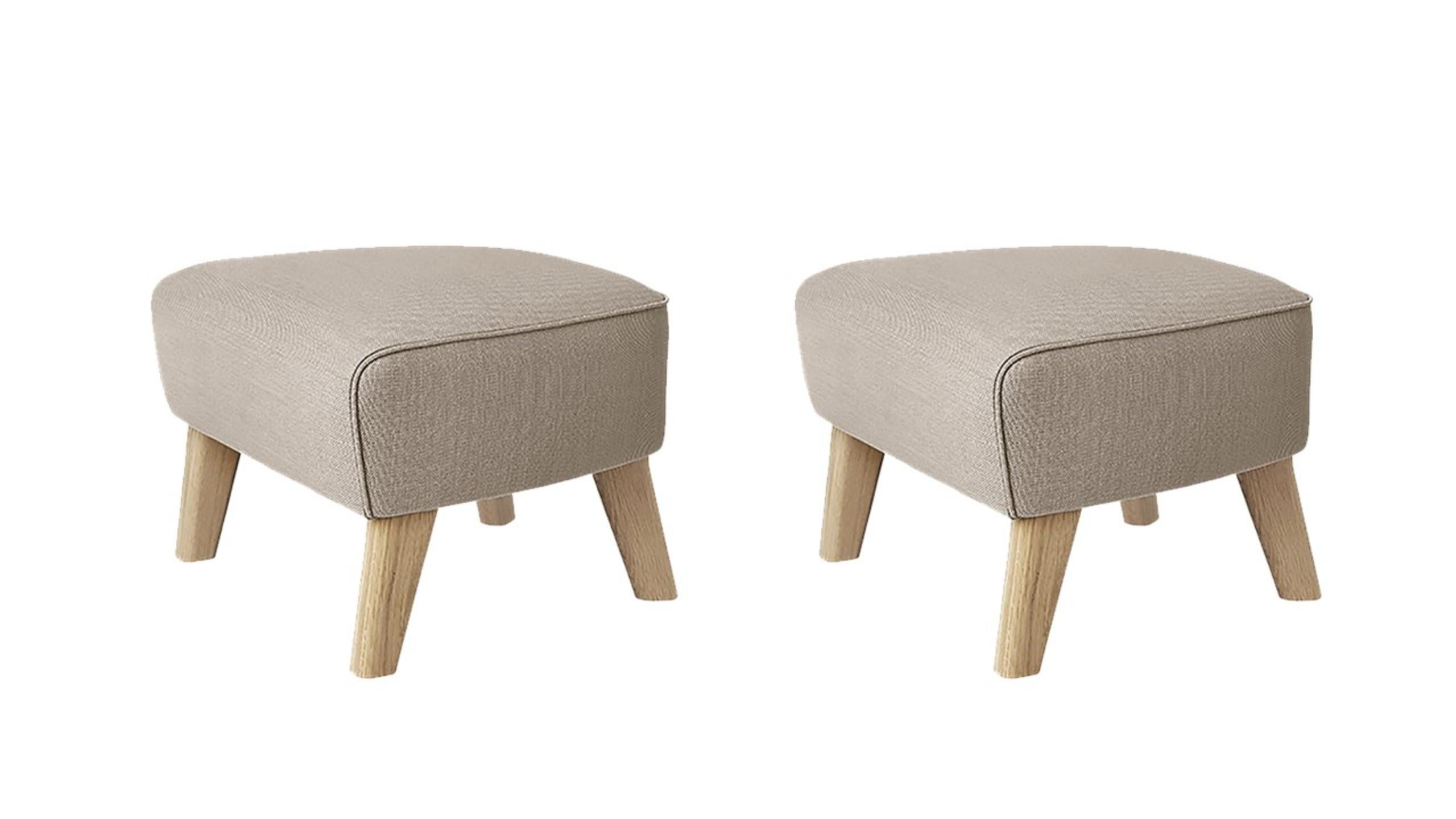 Set of 2 beige and natural oak Sahco Zero Footstool by Lassen
Dimensions: W 56 x D 58 x H 40 cm 
Materials: Textile
Also available: other colors available.

The My Own Chair Footstool has been designed in the same spirit as Flemming Lassen’s
