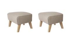 Set di 2 pouf Sahco Zero beige e Oak naturale di By Lassen