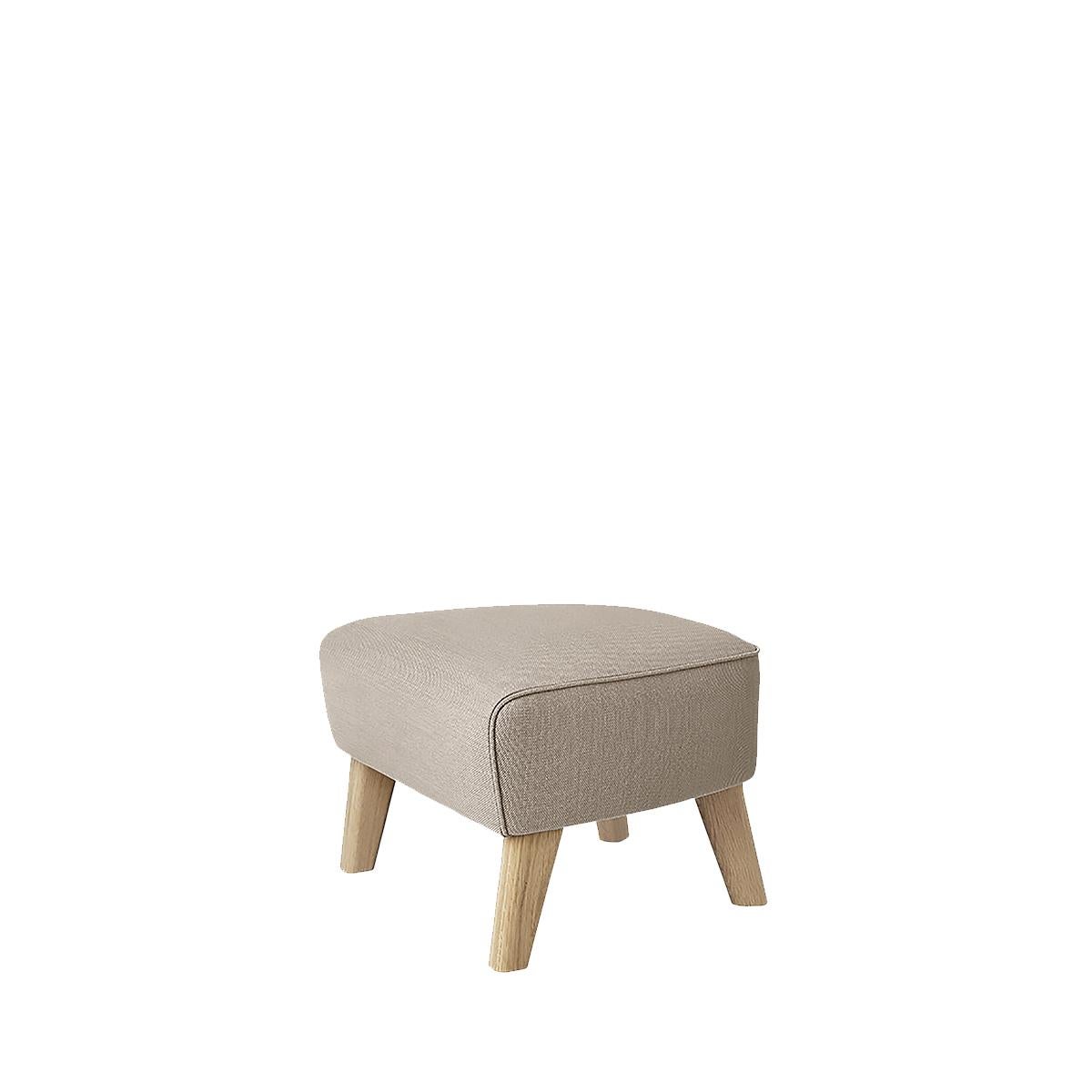 Post-Modern Set of 2 Beige and Natural Oak Sahco Zero Footstool by Lassen For Sale