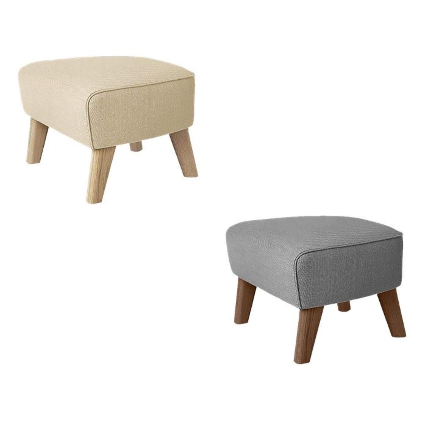 Other Set of 2 Beige and Natural Oak Sahco Zero Footstool by Lassen For Sale