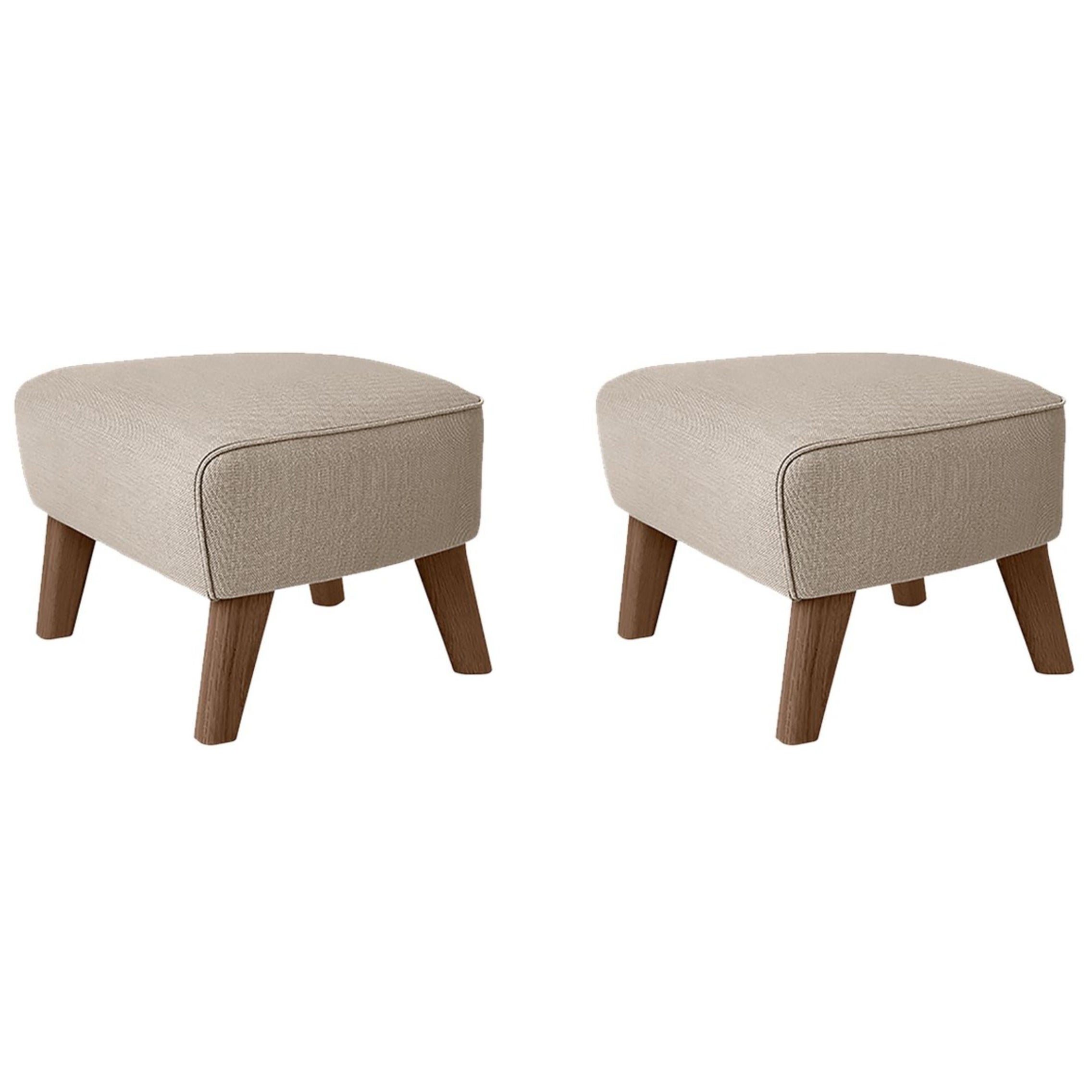 Set of 2 Beige and Smoked Oak Sahco Zero Footstool by Lassen For Sale