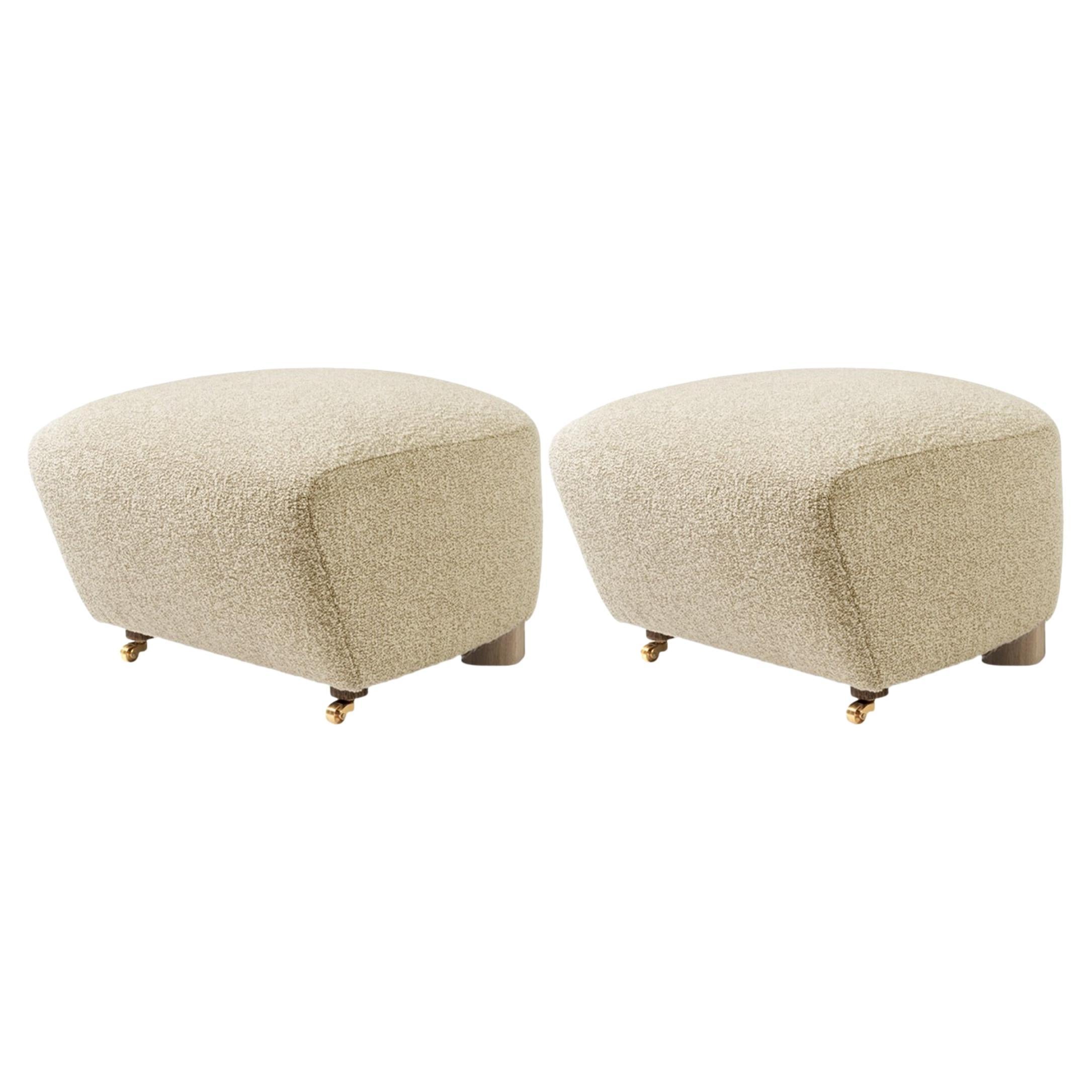 Set of 2 Beige Natural Oak Sahco Zero the Tired Man Footstool by Lassen For Sale